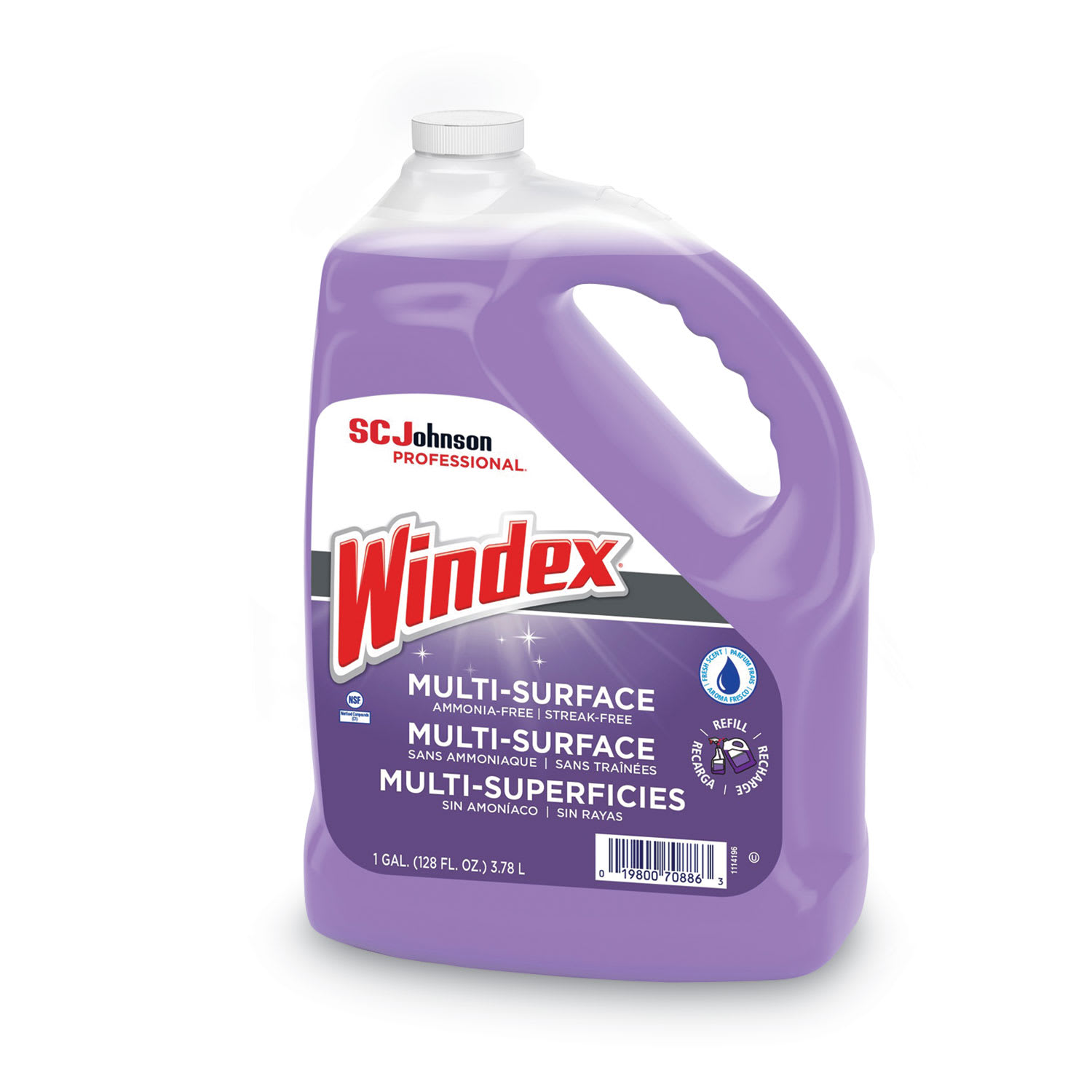 Windex Non-Ammoniated Glass/Multi Surface Cleaner, Pleasant Scent, 128 oz Bottle, 4/CT - Image 5
