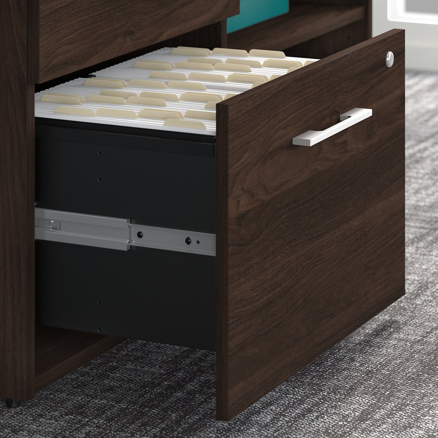 Bush Business Furniture Office 500 Low Storage Cabinet With Drawers And Shelves, Black Walnut, Standard Delivery - Image 4