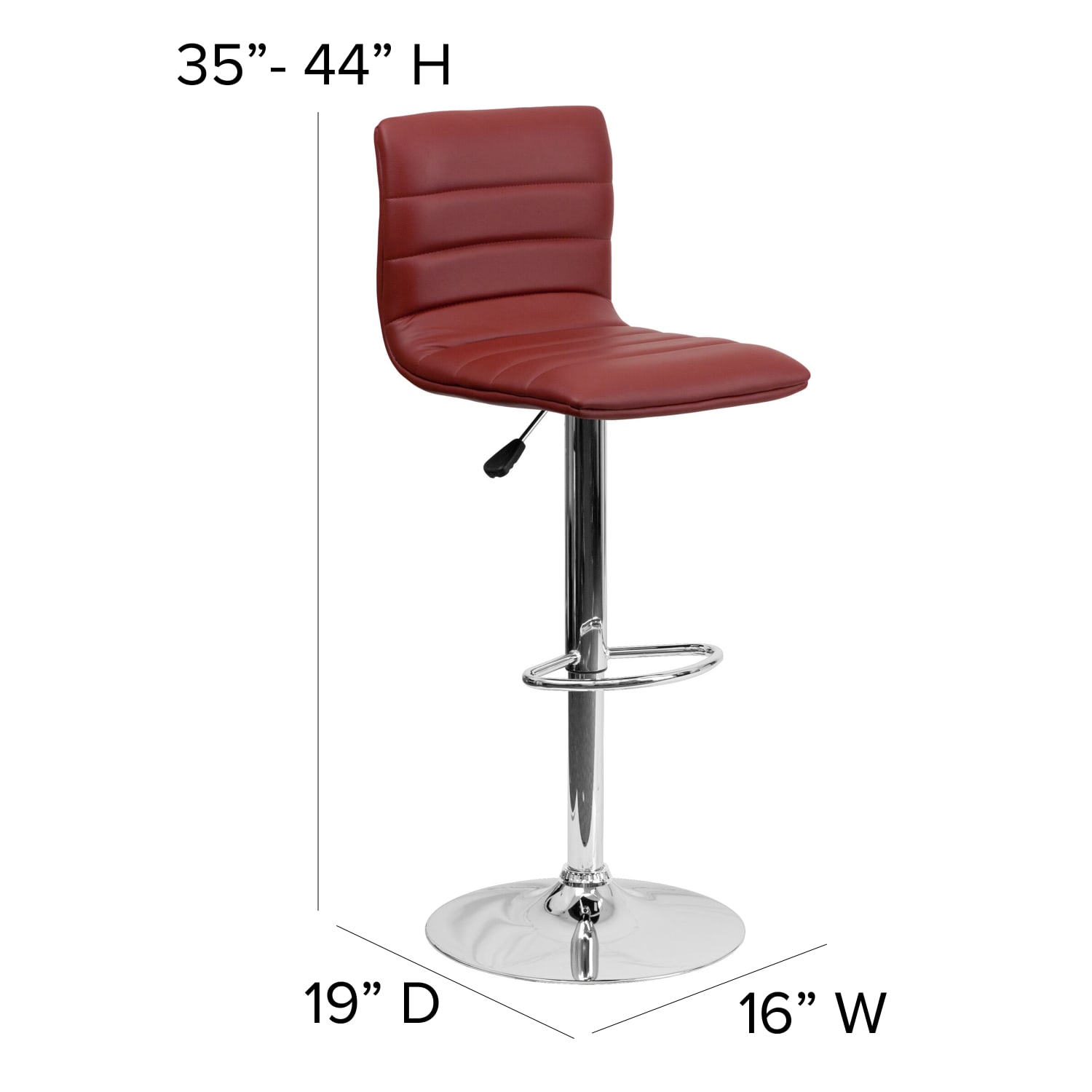 Flash Furniture Contemporary Adjustable Bar Stools, Burgundy Vinyl/Chrome Frame - Image 5
