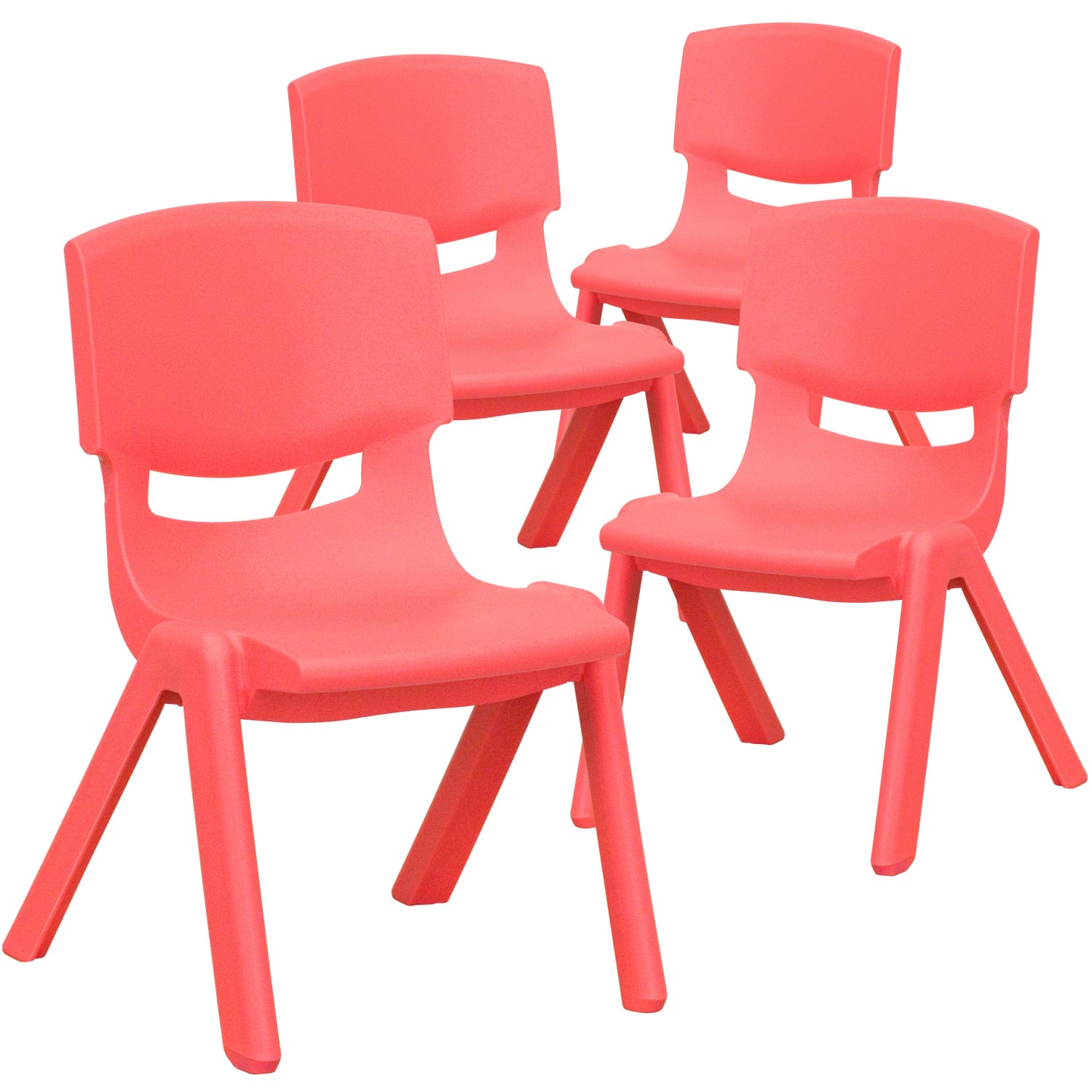 Flash Furniture Plastic Stackable School Chairs With 10 12in Seat Height Red Set Of 4 Chairs PopularChairscom