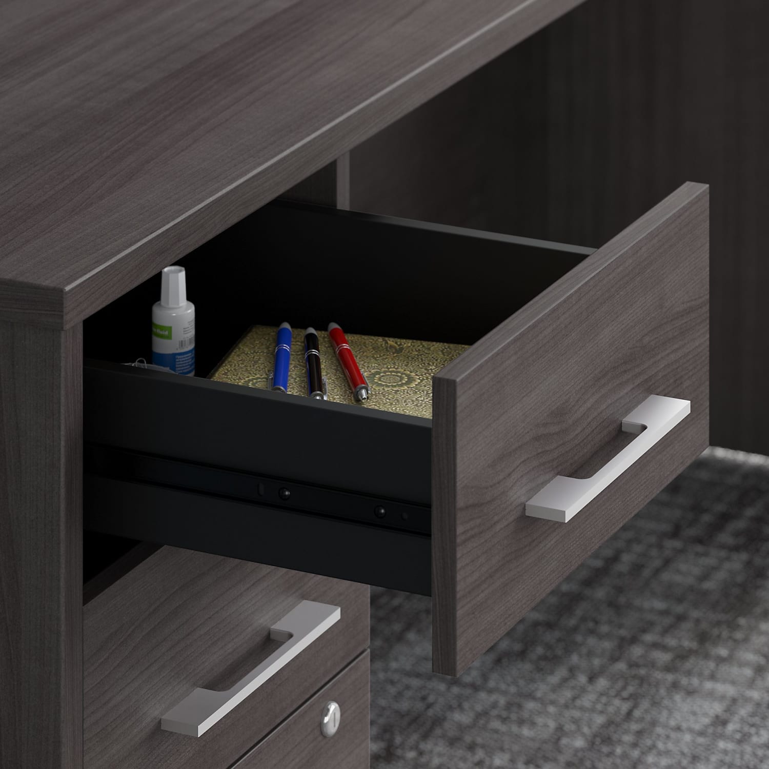 Bush Business Furniture Office 500 72inW Executive Computer Desk With Lateral File Cabinets And Hutch, Storm Gray, Standard Delivery - Image 6