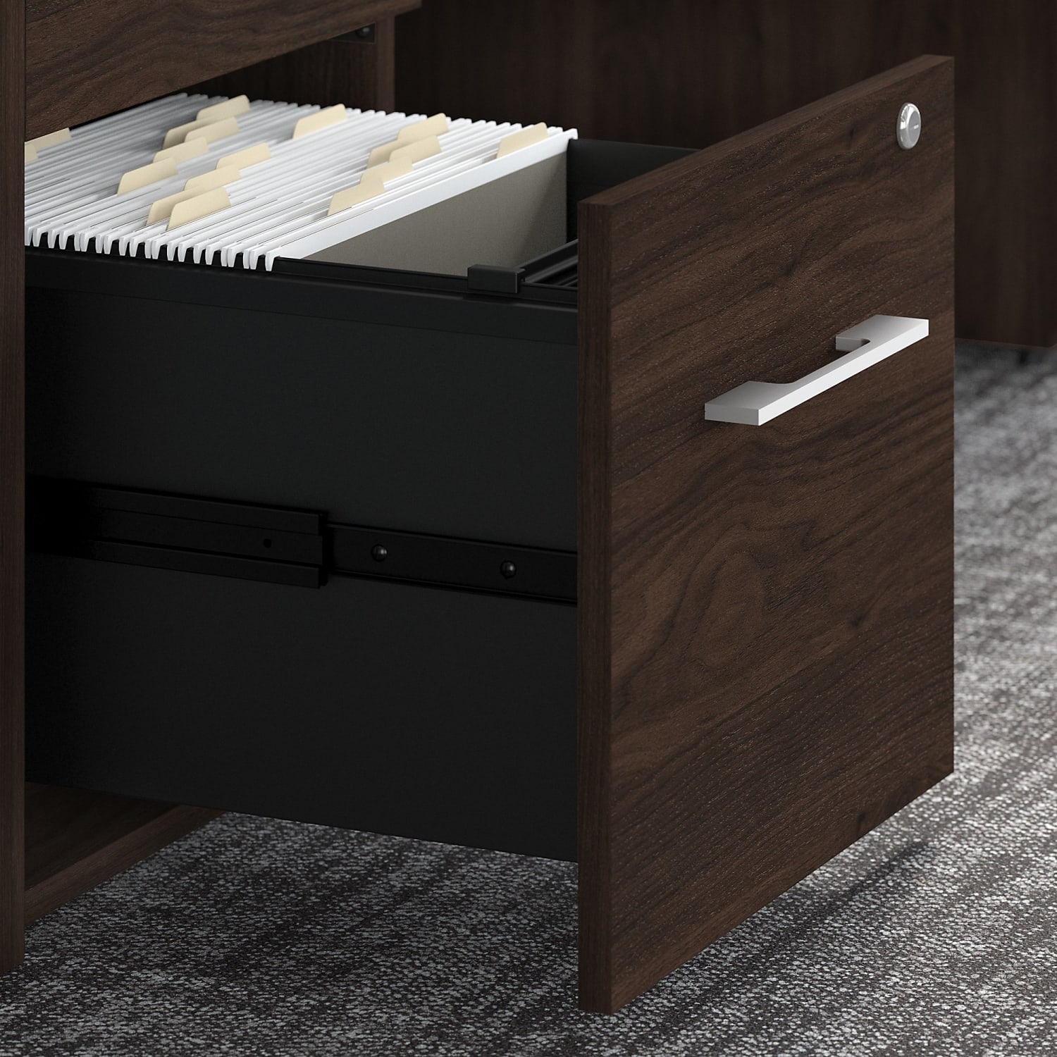 Bush Business Furniture Office 500 72inW U-Shaped Executive Corner Desk With Drawers, Black Walnut, Standard Delivery - Image 6