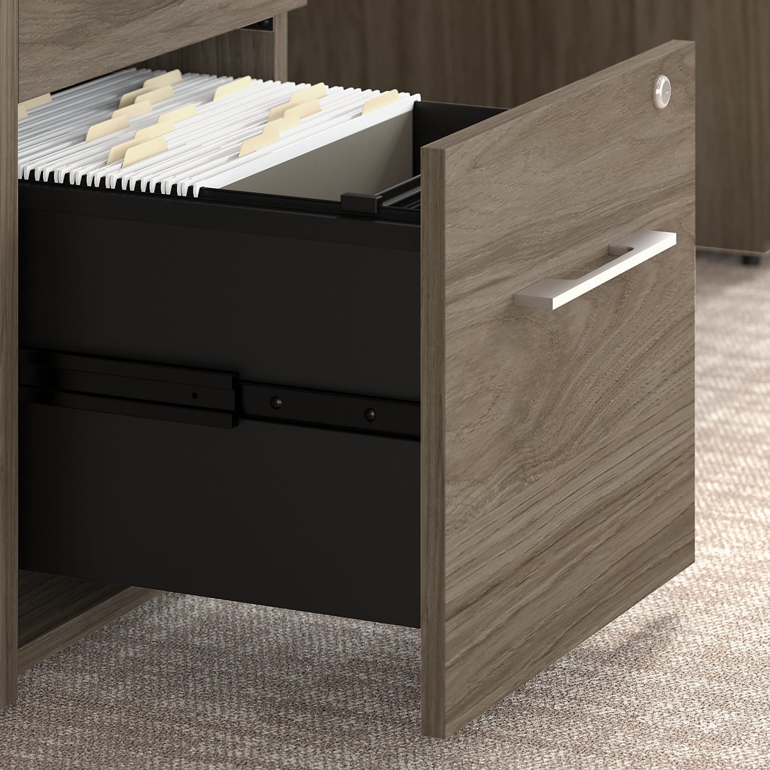 Bush Business Furniture Office 500 72inW U-Shaped Executive Corner Desk With Drawers, Modern Hickory, Standard Delivery - Image 6
