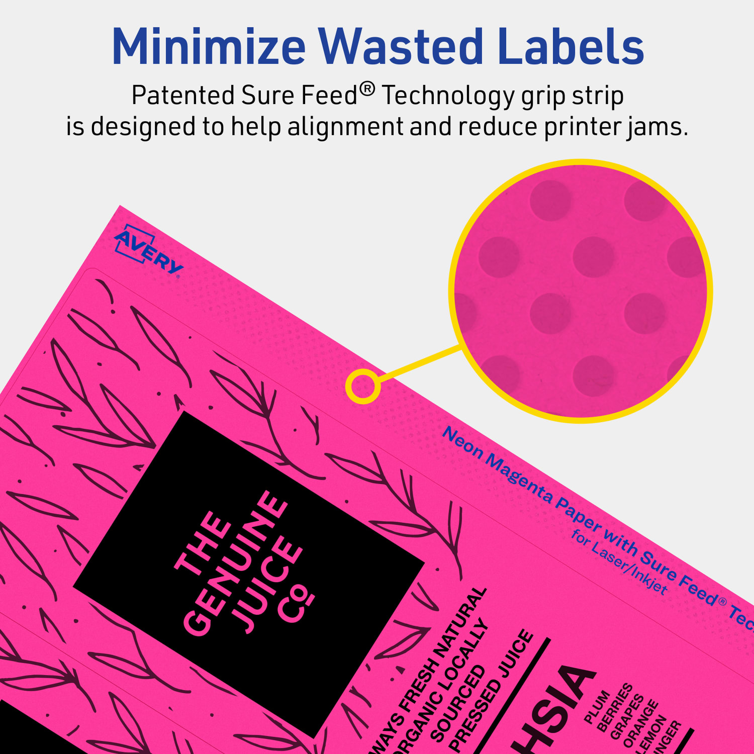 Avery Printable Labels With Sure Feed Technology, 94251-NMP10, Rectangle, 3-1/4in x 8-3/8in, Matte Neon Magenta, Pack of 30 - Image 5