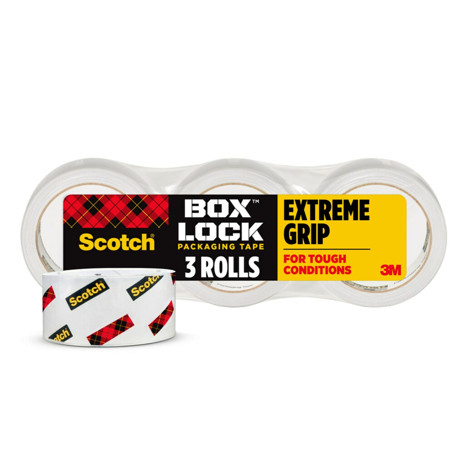 Scotch 3950-3 Box Lock Packaging Tape, 1-15/16in x 54-5/8 Yd, Clear