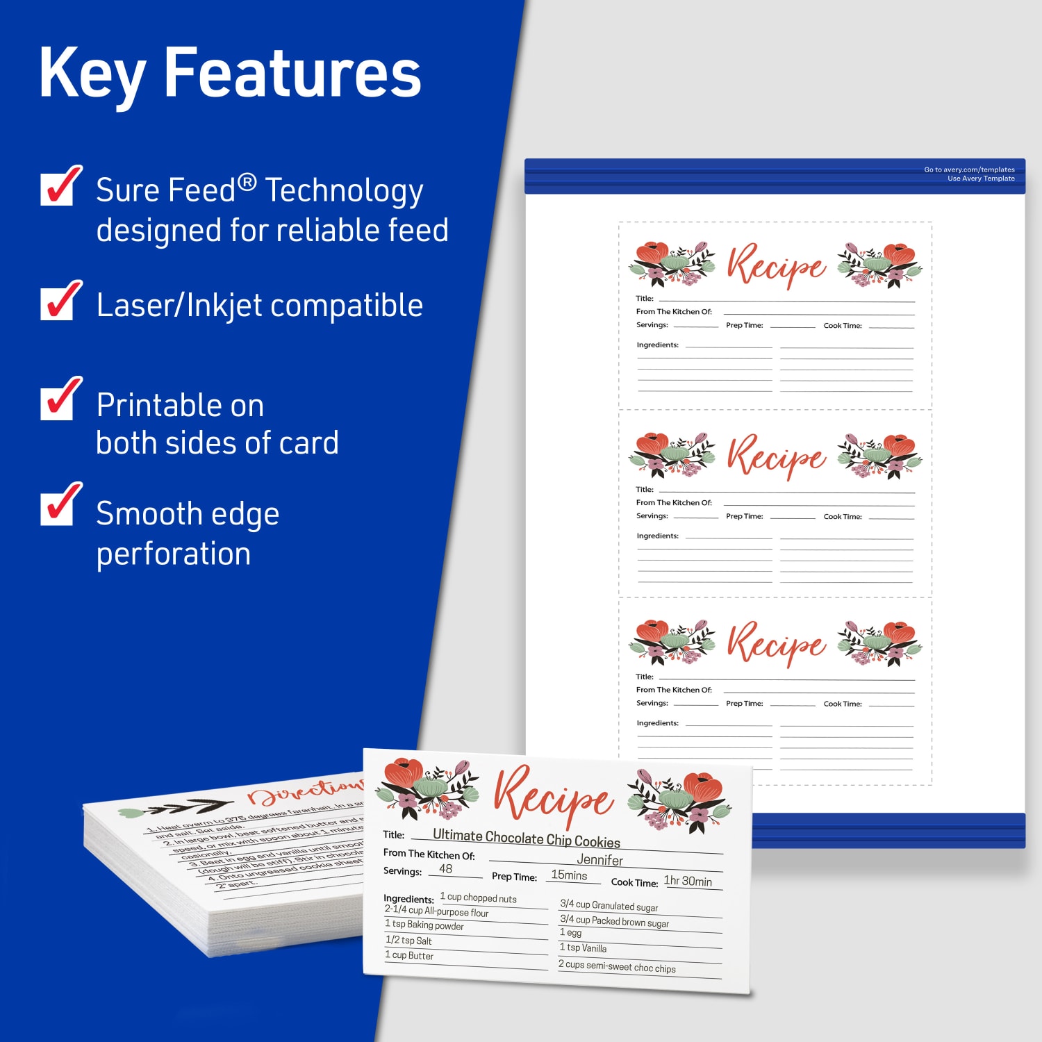 Avery Printable Index Cards With Sure Feed Technology, 3in x 5in, White, 150 Blank Index Cards - Image 4