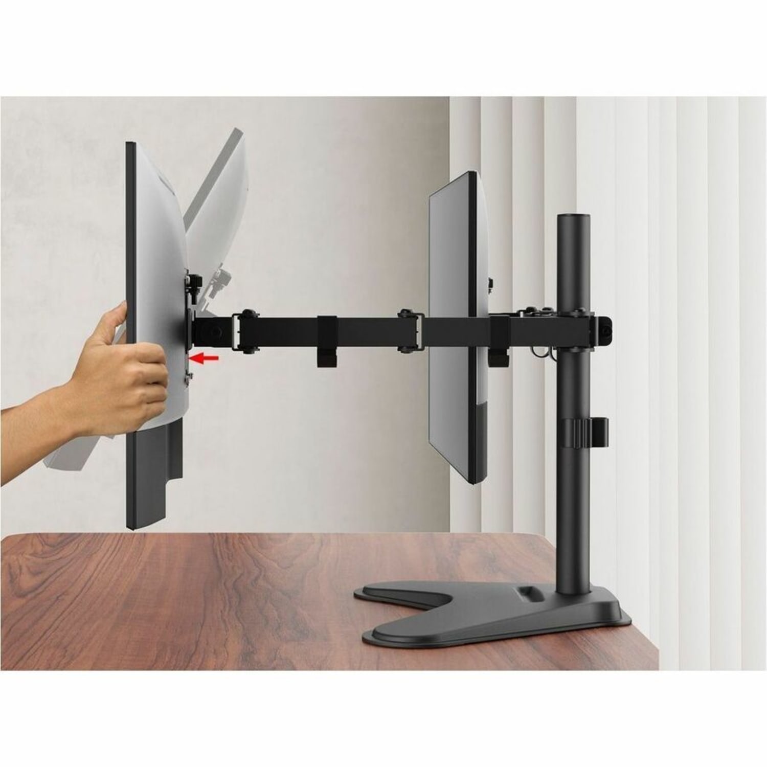 SIIG Articulated Freestanding Dual Monitor Desk Stand - 13in-27in - Up to 27in Screen Support - 34 lb Load Capacity - CEMT1U12S1 - Image 6
