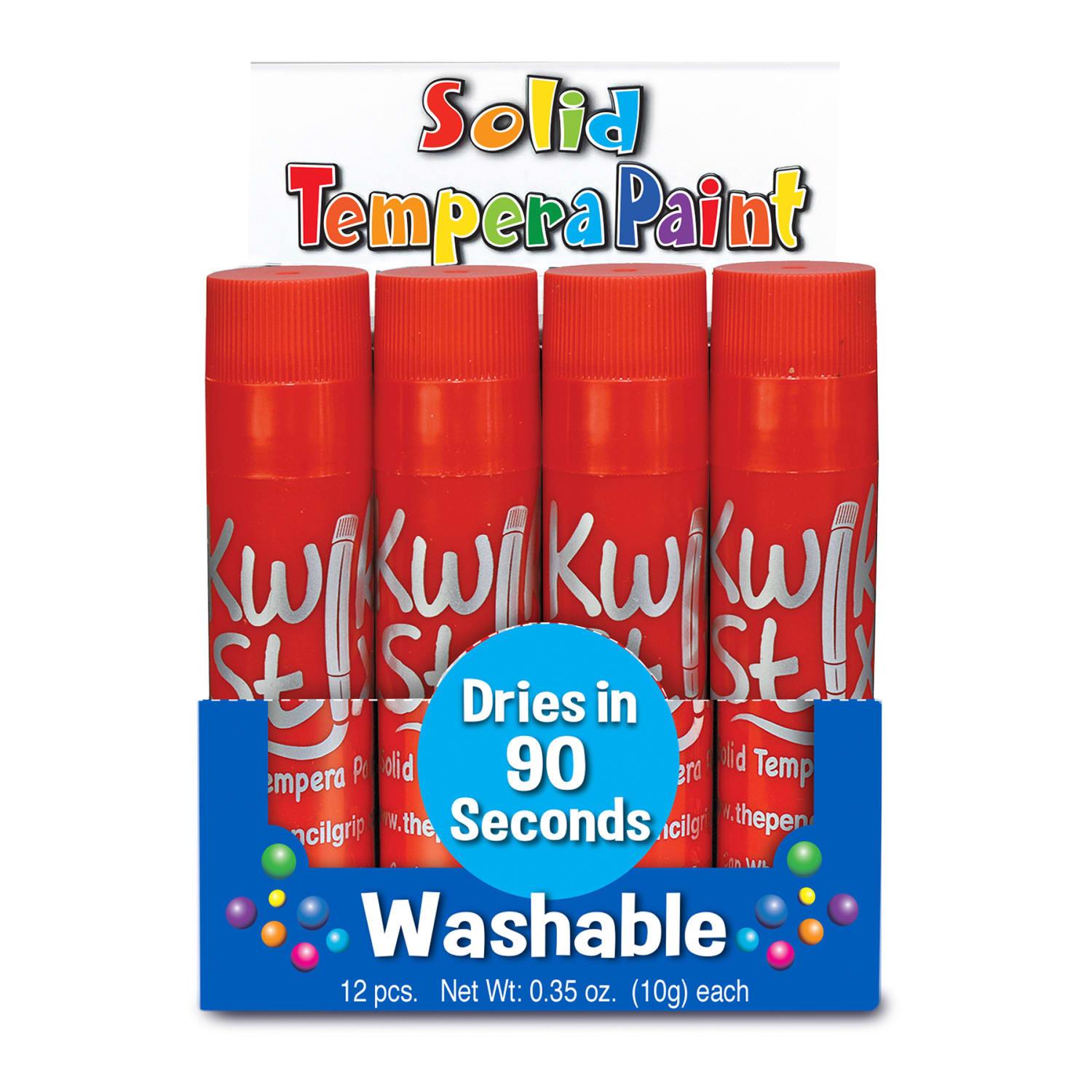 The Pencil Grip Kwik Stix Solid Tempera Paint Sticks, Red, 12 Sticks Per Pack, Set Of 2 Packs - Image 4