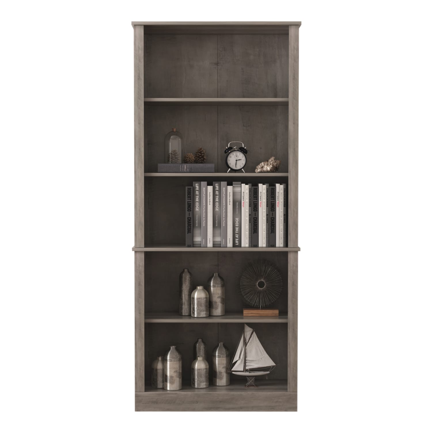 Realspace Peakwood 71inH 5-Shelf Bookcase, Smoky Brown - Image 4