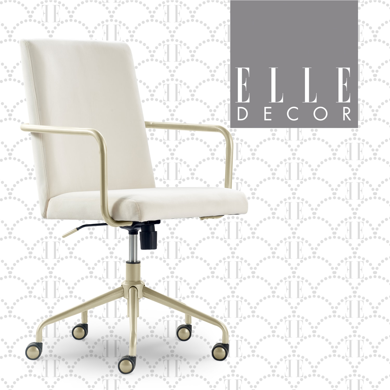 Elle Decor Giselle Modern Ergonomic Fabric Mid-Back Home Office Desk Chair, French Cream/Gold - Image 3