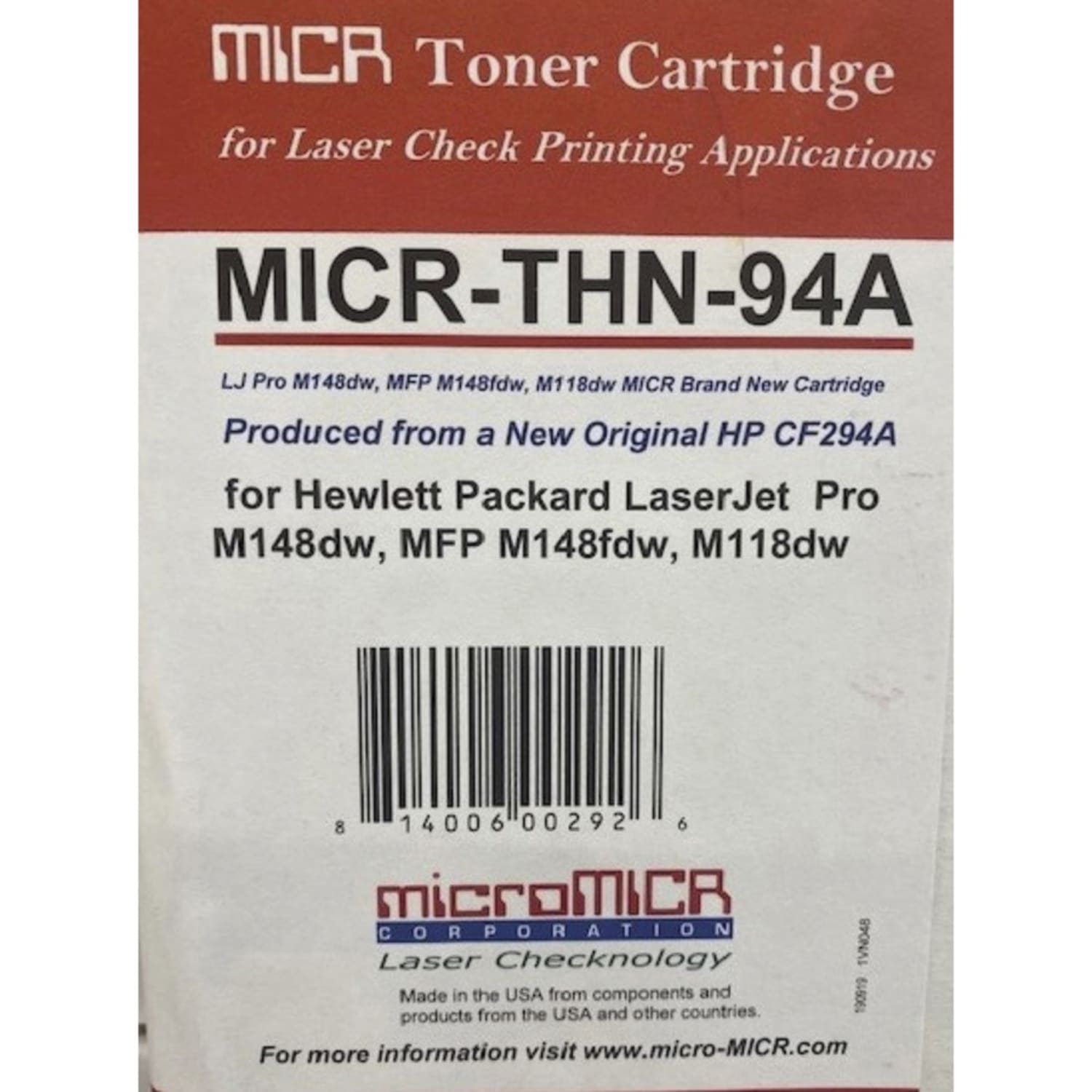 microMICR Remanufactured MICR Laser Toner Cartridge CF294A - Black - 1 Each - 1200 Pages - Image 3