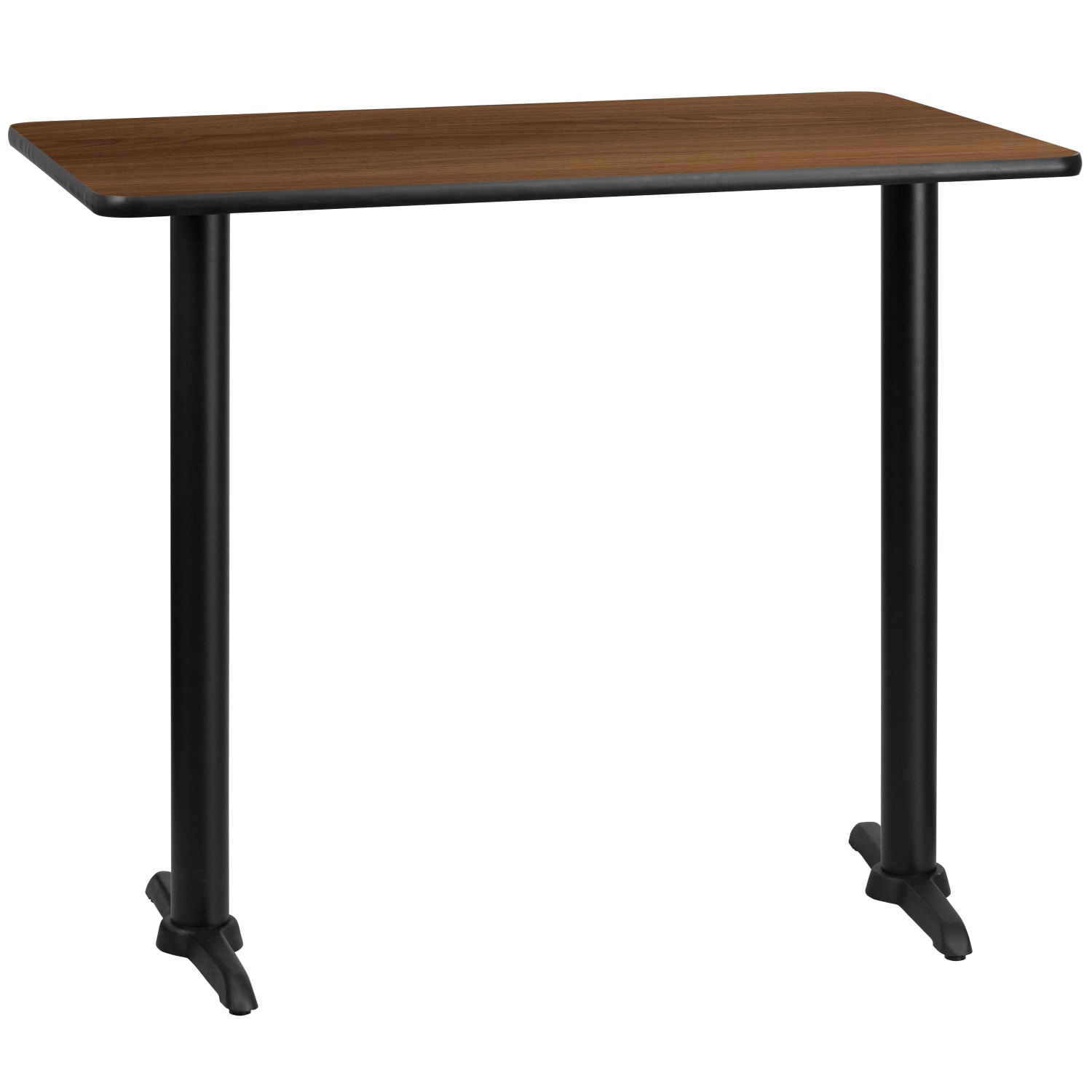 Flash Laminate Rectangular Table Top With Bar-Height Table Bases, Walnut/Black - Image 5