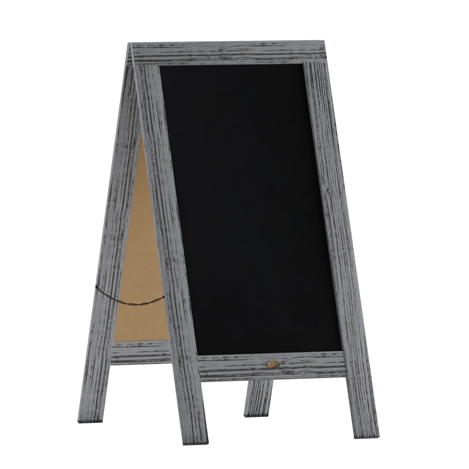 Flash Furniture Canterbury Vintage Wooden A-Frame Magnetic Indoor/Outdoor Chalkboard Sign, Porcelain Steel, 40in x 20in, Graywash Frame - Image 3