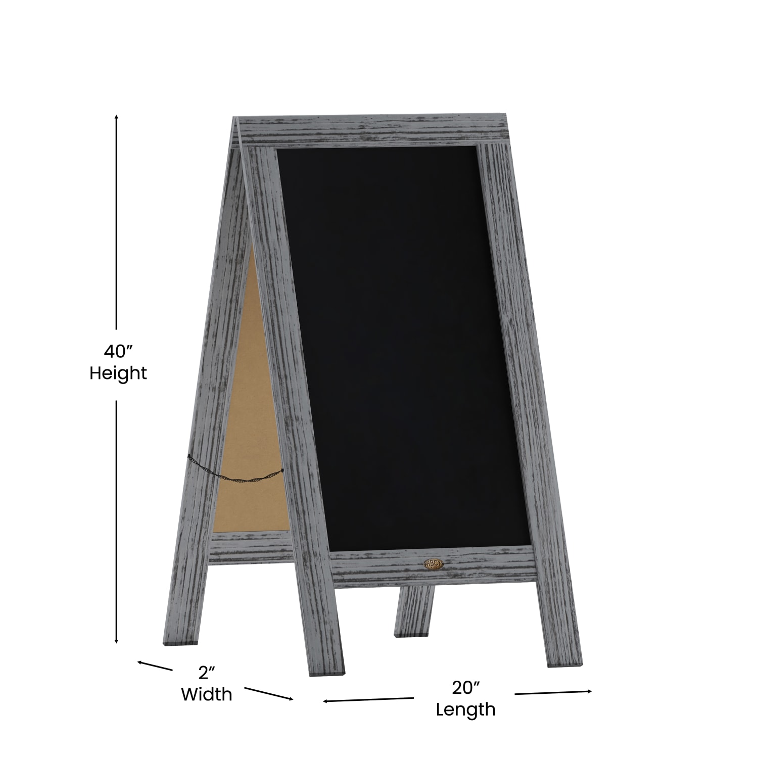 Flash Furniture Canterbury Vintage Wooden A-Frame Magnetic Indoor/Outdoor Chalkboard Sign, Porcelain Steel, 40in x 20in, Graywash Frame - Image 6