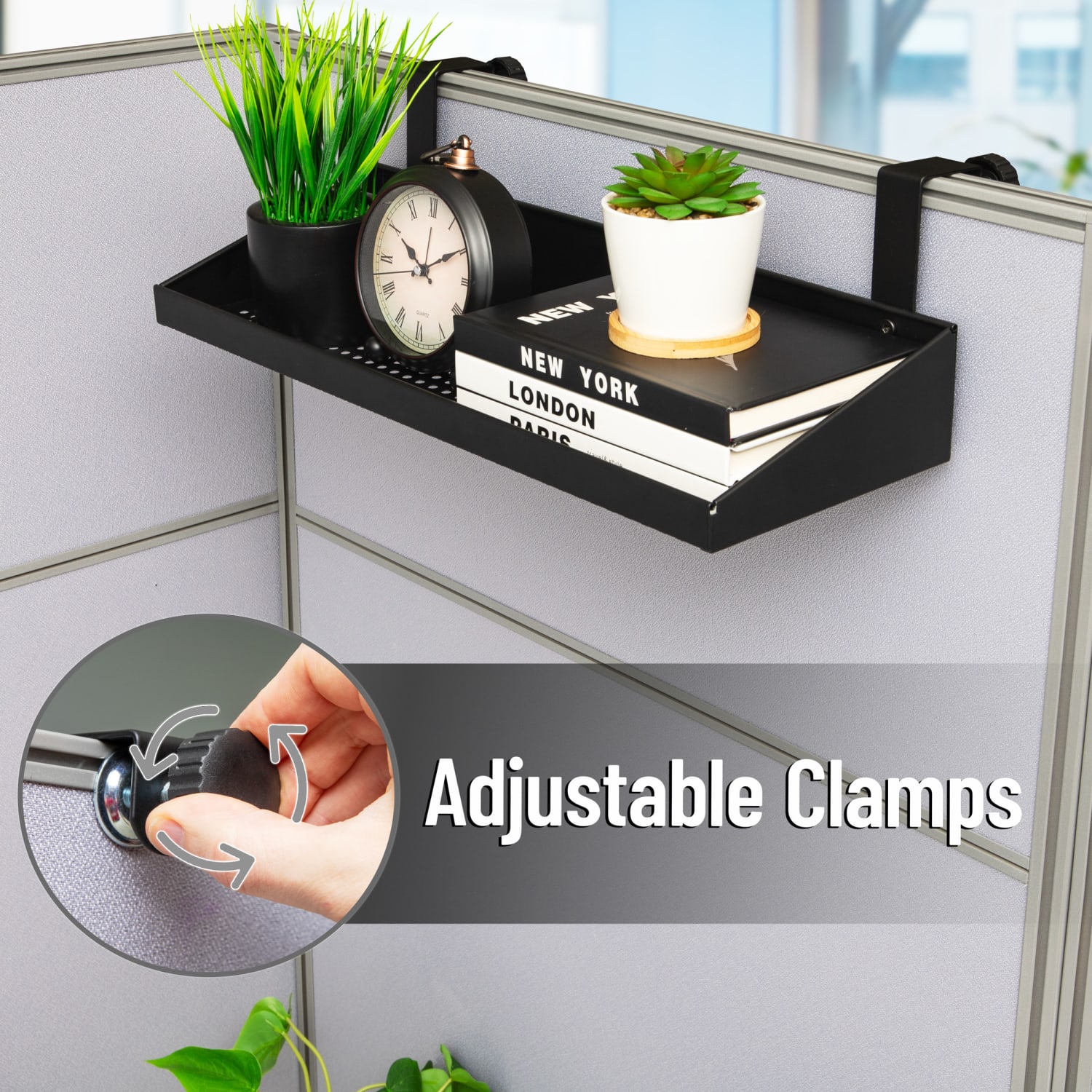 Mind Reader Hanging Cubicle Shelf, 7in x 20-1/4in, Black - Image 5