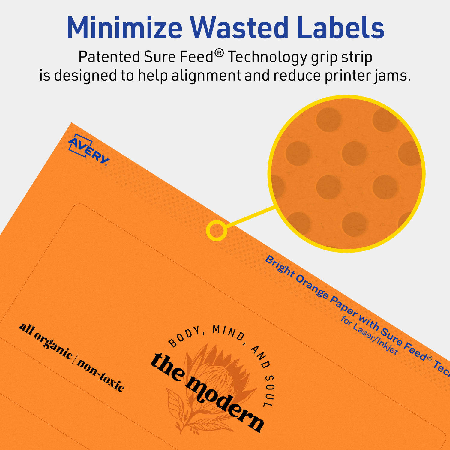 Avery Print-To-The-Edge Labels With Sure Feed Technology, 94247-BOP10, Rectangle, 2-1/2in x 7in, Matte Bright Orange, Pack of 30 - Image 5