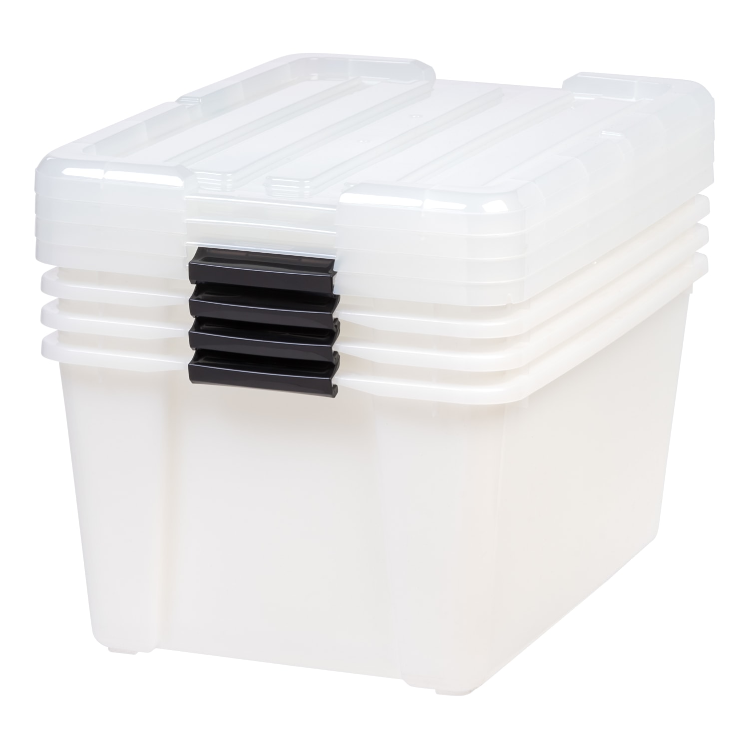 Iris Latching Storage Boxes, 11.25 Gallon, Pearl, Set Of 4 Boxes