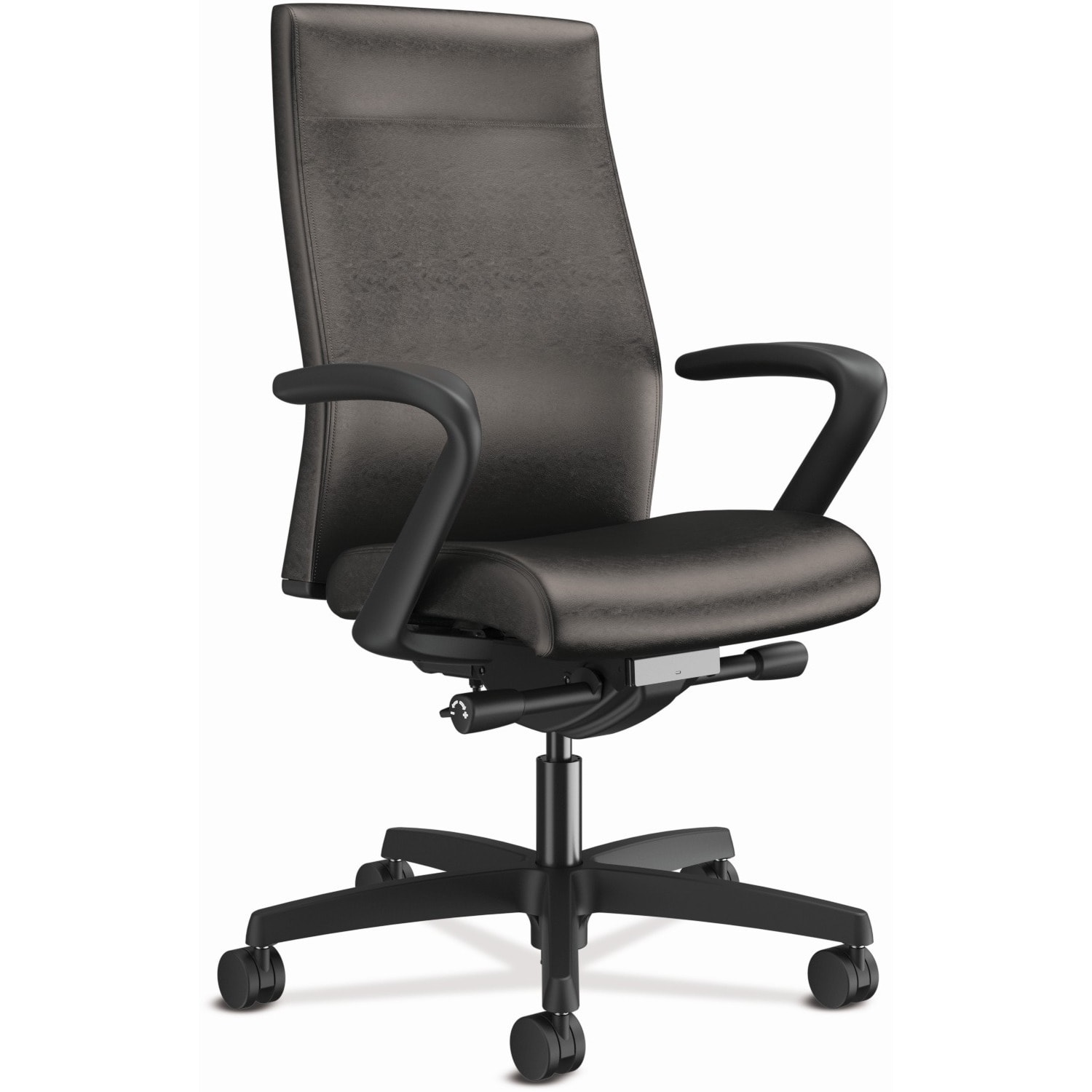 HON Ignition 2.0 Vinyl Mid-Back Task Chair With Fixed T-Arms, Black - Image 3