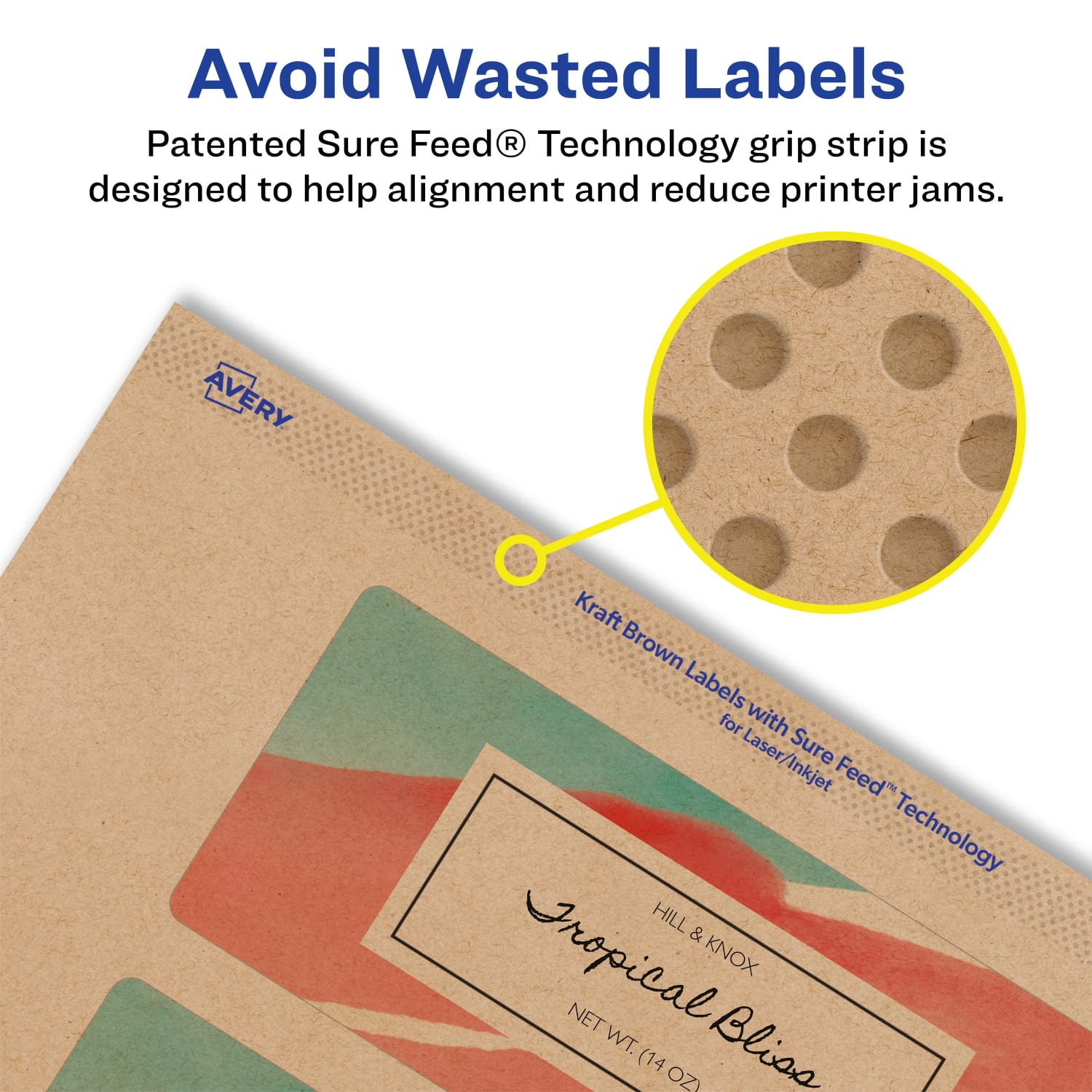Avery Kraft Permanent Labels With Sure Feed, 94241-KMP25, Rectangle, 2in x 5in, Brown, Pack Of 100 - Image 5