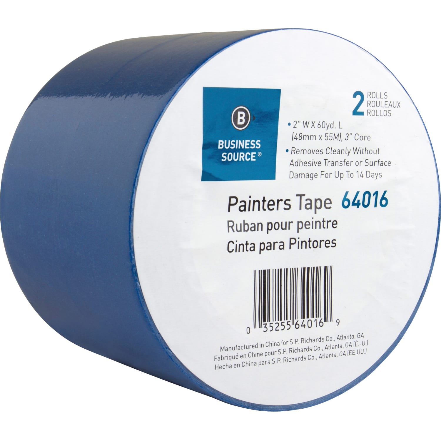 Sparco Multisurface Painters Tape, 2in x 60 Yd., Smooth Finish, Blue, Pack Of 2 - Image 3