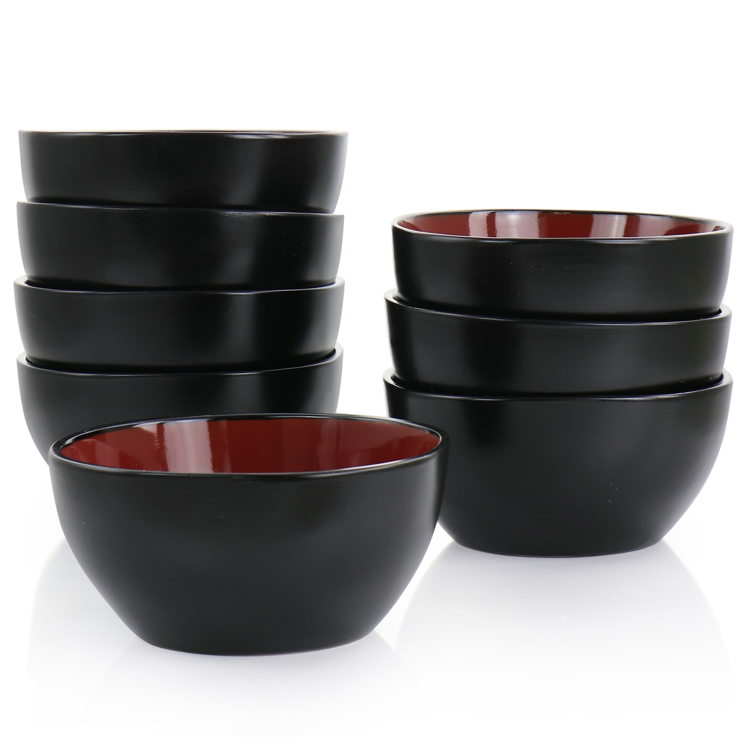 Gibson Home Soho Lounge 8-Piece Bowl Set, 6in, Red - Image 3
