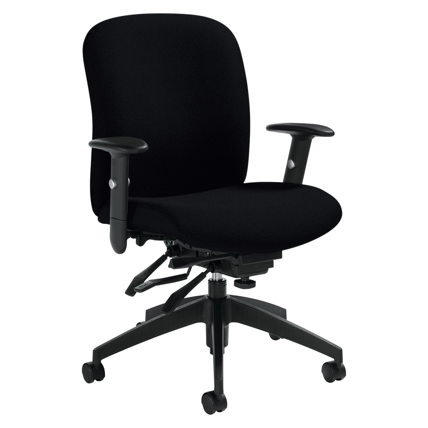 Global Heavy Duty Truform Multi Tilter Adjustable Chair Mid Back 38 12inH x 26inW x 25inD Black PopularChairscom