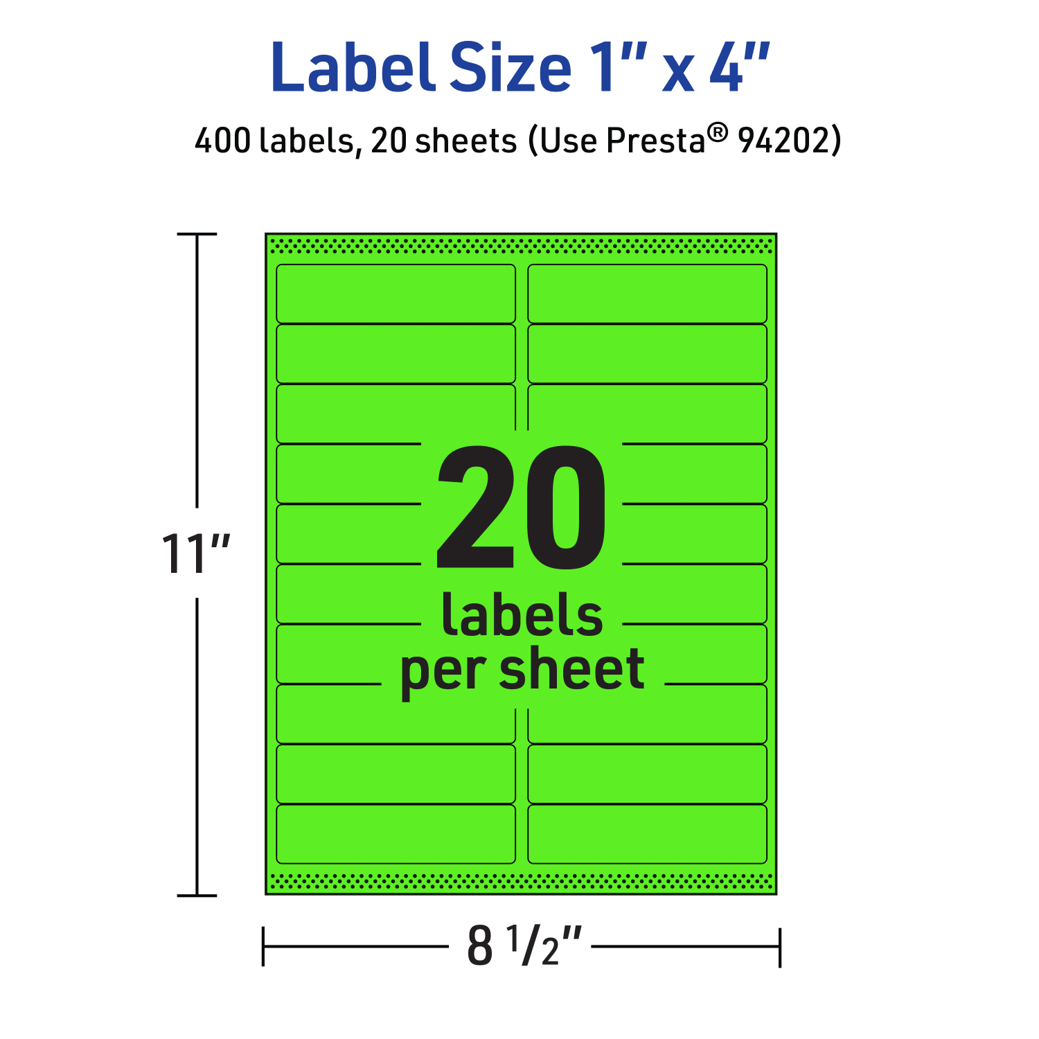 Avery Printable Labels With Sure Feed Technology, 94202-NGP20, Rectangle, 1in x 4in, Matte Neon Green, Pack of 400 - Image 6