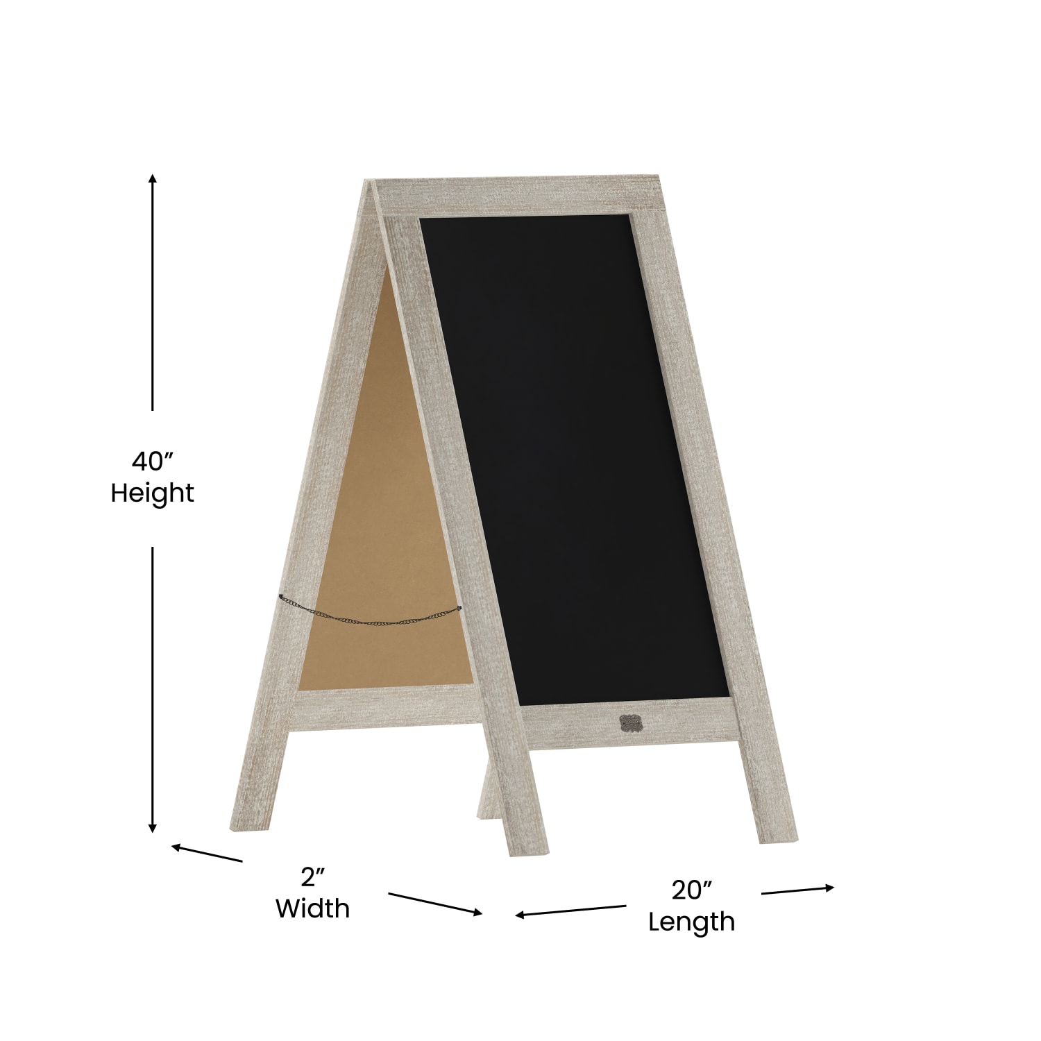 Flash Furniture Canterbury Wooden Indoor/Outdoor A-Frame Magnetic Chalkboard Sign Set, 20in x 40in, Weathered Brown - Image 6