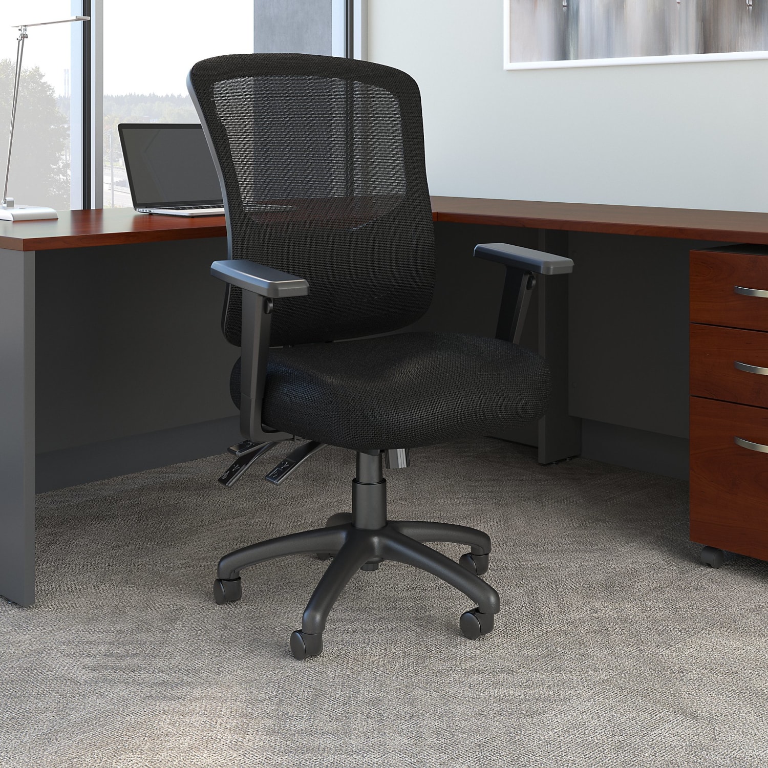 Bush Business Furniture Custom Comfort High Back Multifunction Ergonomic Mesh Office Chair Black Standard Delivery PopularChairscom