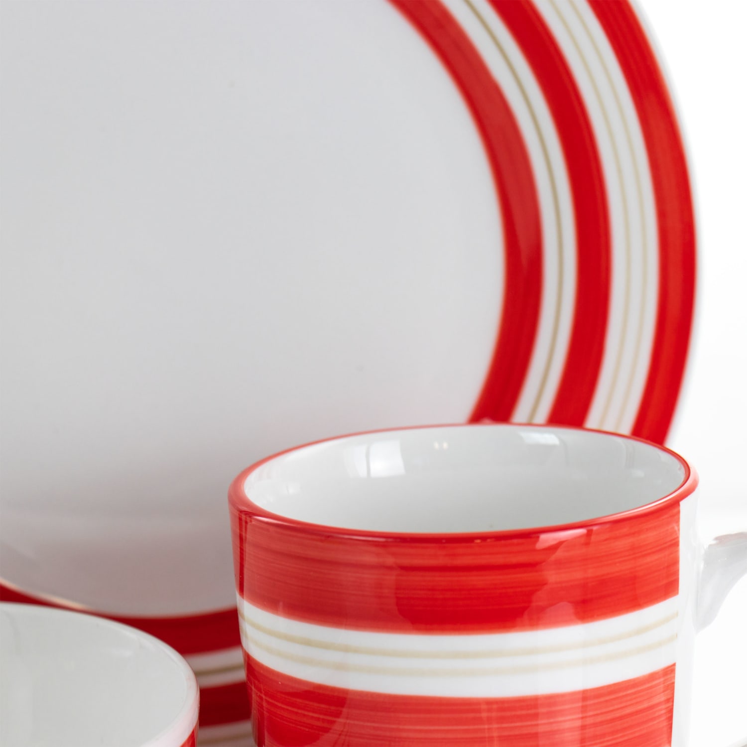 Gibson Home Sunset Stripes 12-Piece Dinnerware Set, Red - Image 4
