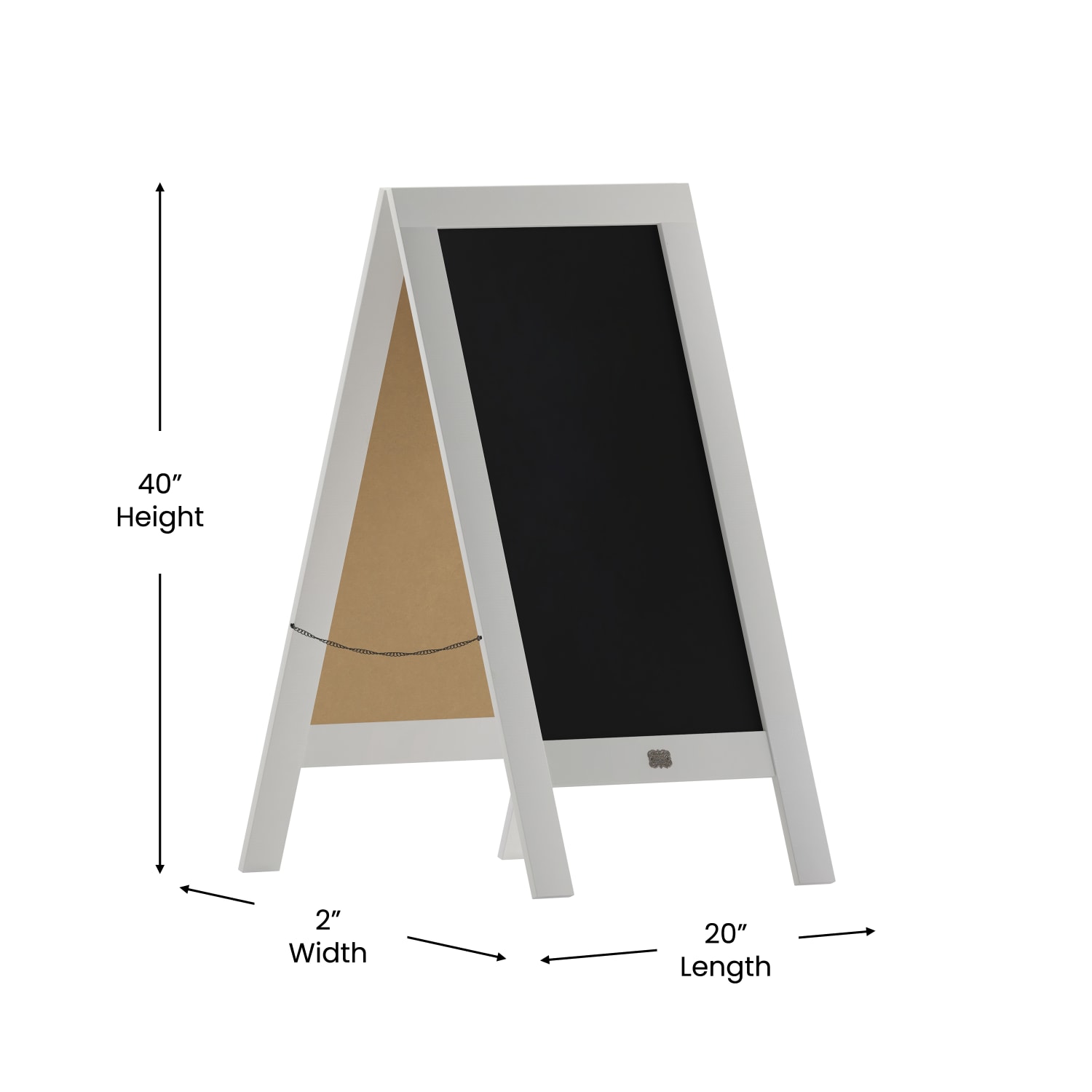 Flash Furniture Canterbury Wooden Indoor/Outdoor A-Frame Magnetic Chalkboard Sign Set, 20in x 40in, Solid White - Image 6