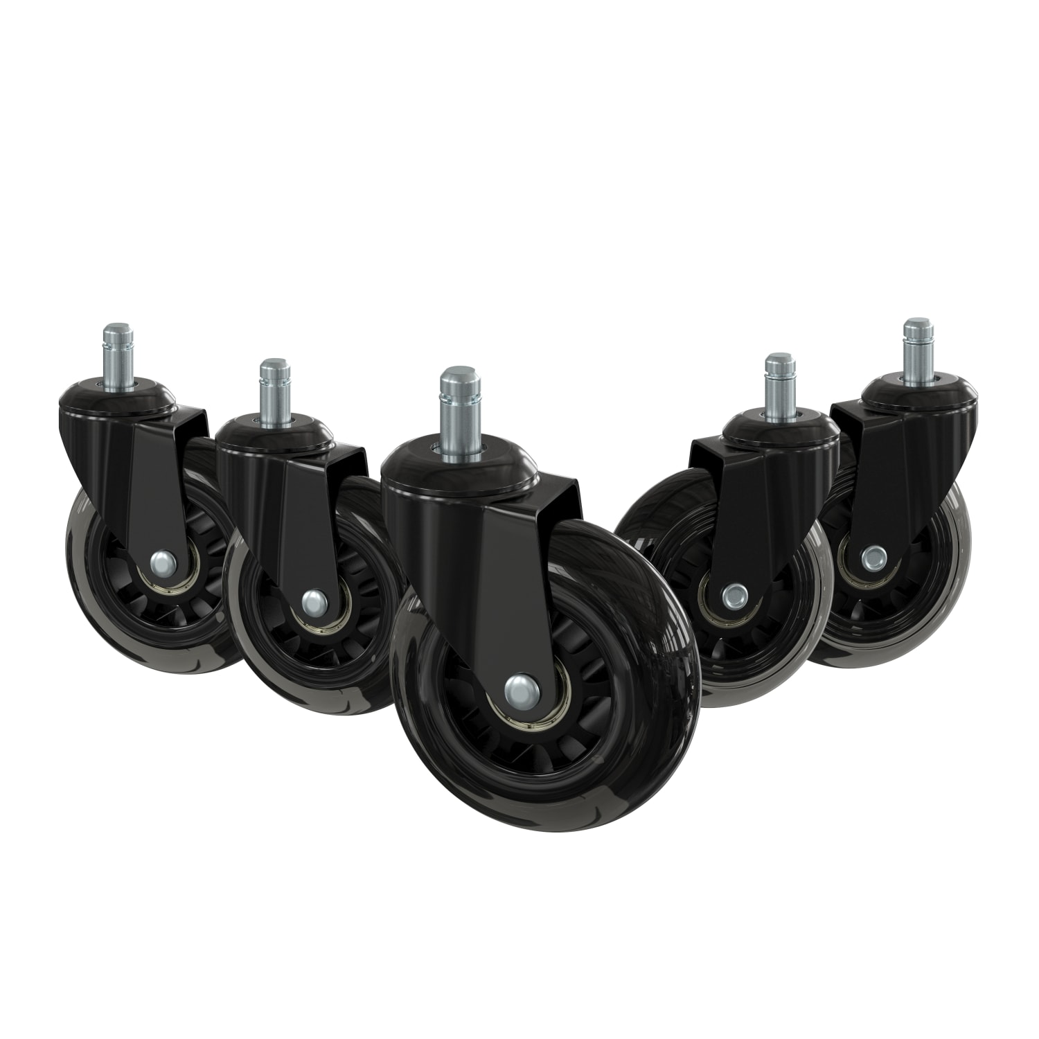 Flash Furniture Non-Marring Polyurethane Replacement Wheels With Ball Bearing Motion for Gaming And Home Office Chairs, Black/Clear, Set Of 5 Wheels - Image 4