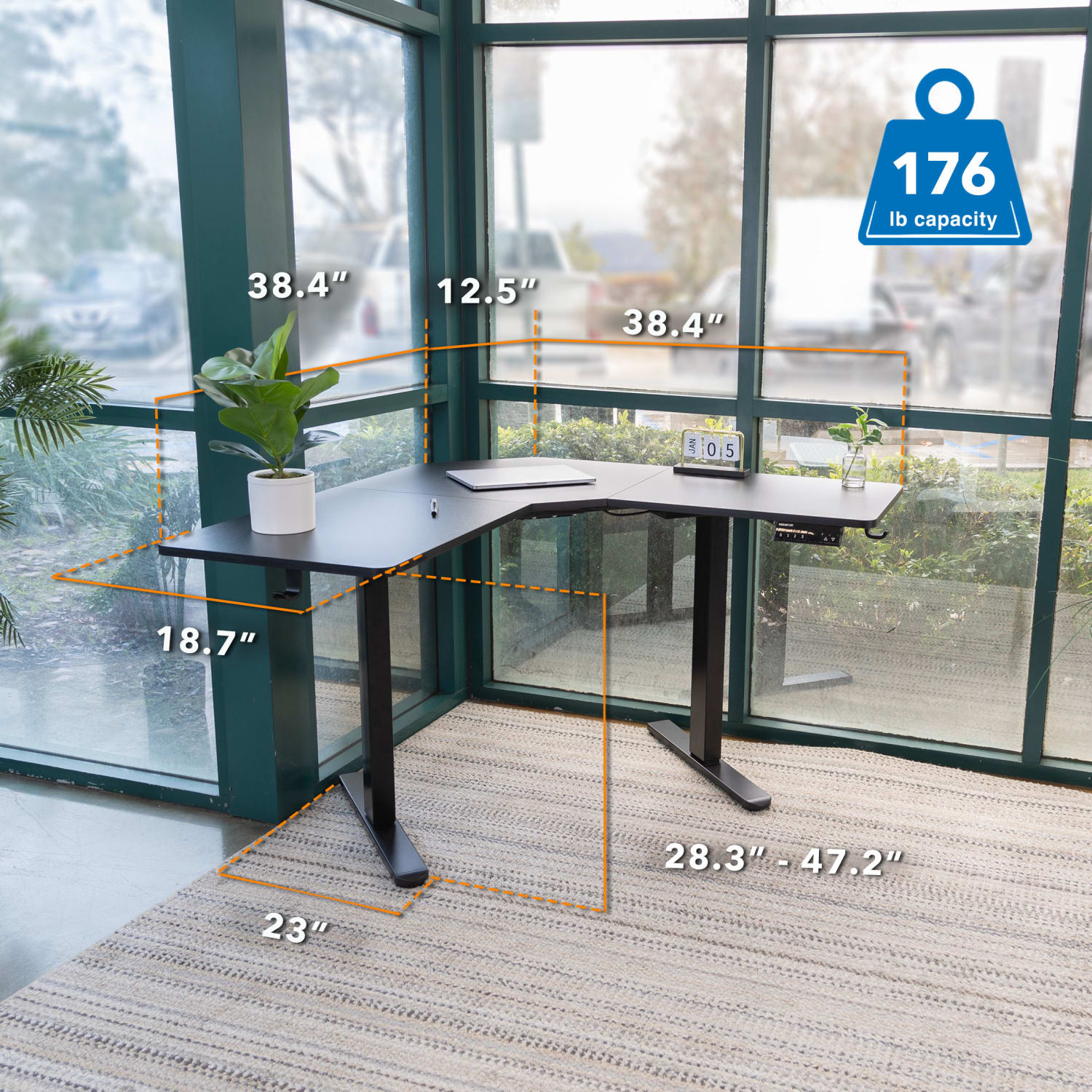 Mount-It! 39inW Height Adjustable Corner Standing Desk, Black - Image 6