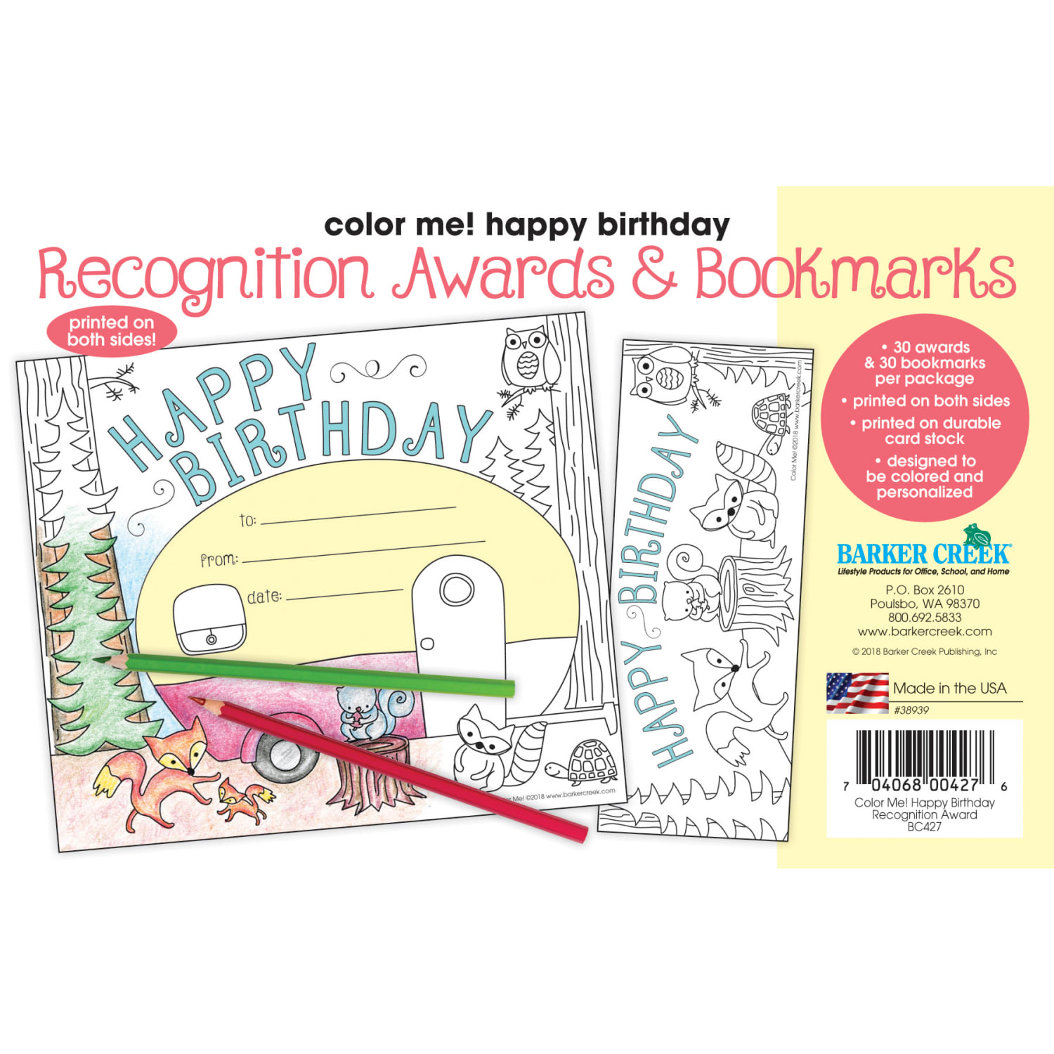 Barker Creek Color Me! Awards And Bookmarks Set, Happy Birthday - Image 5