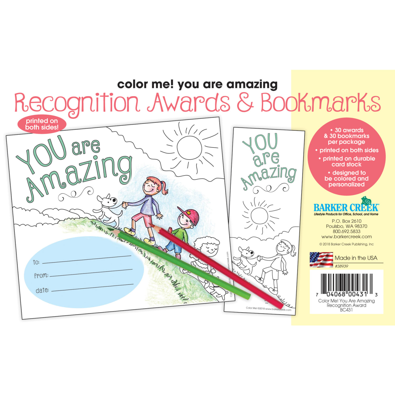 Barker Creek Color Me! Awards And Bookmarks Set, You Are Amazing - Image 5