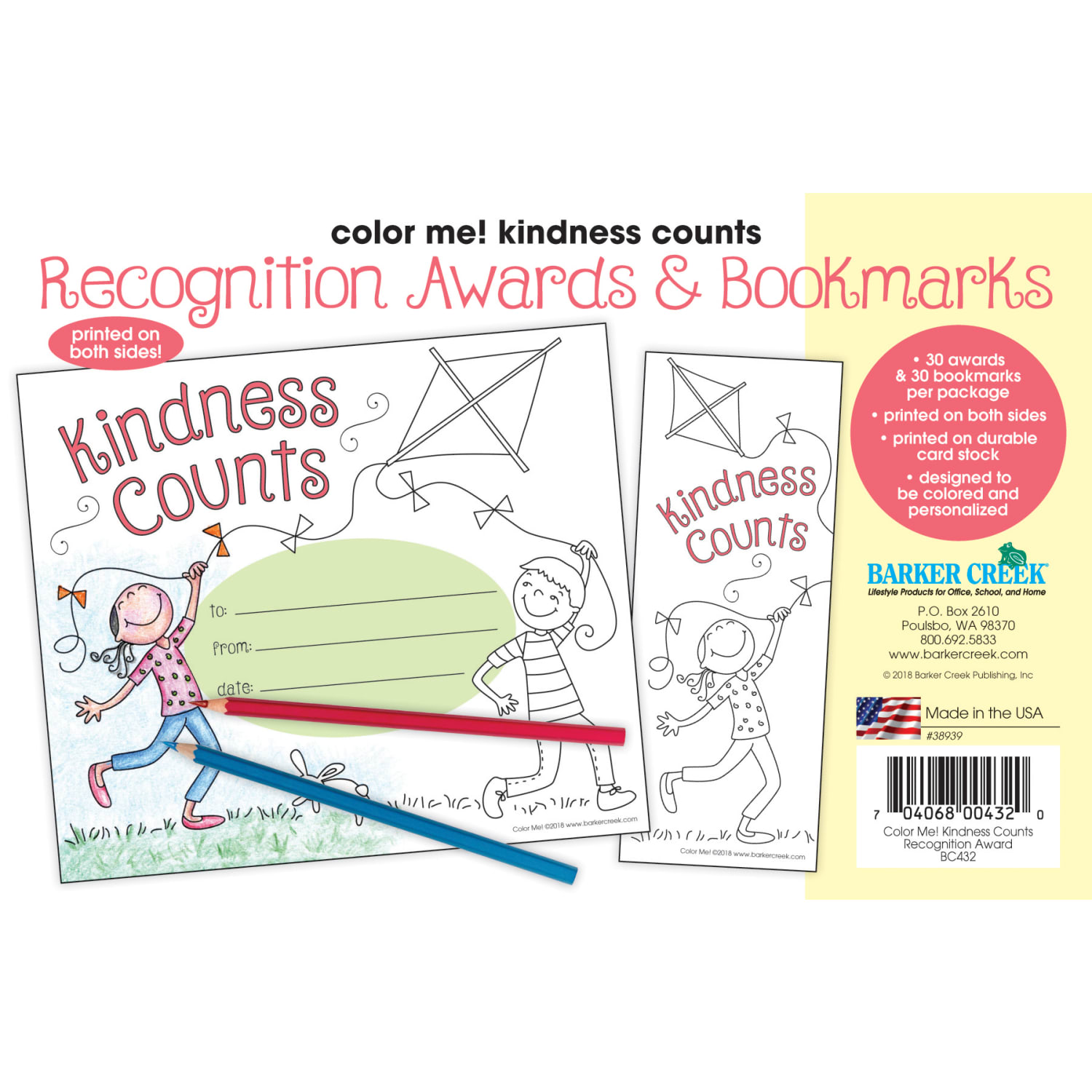 Barker Creek Color Me! Awards And Bookmarks Set, Kindness Counts - Image 5