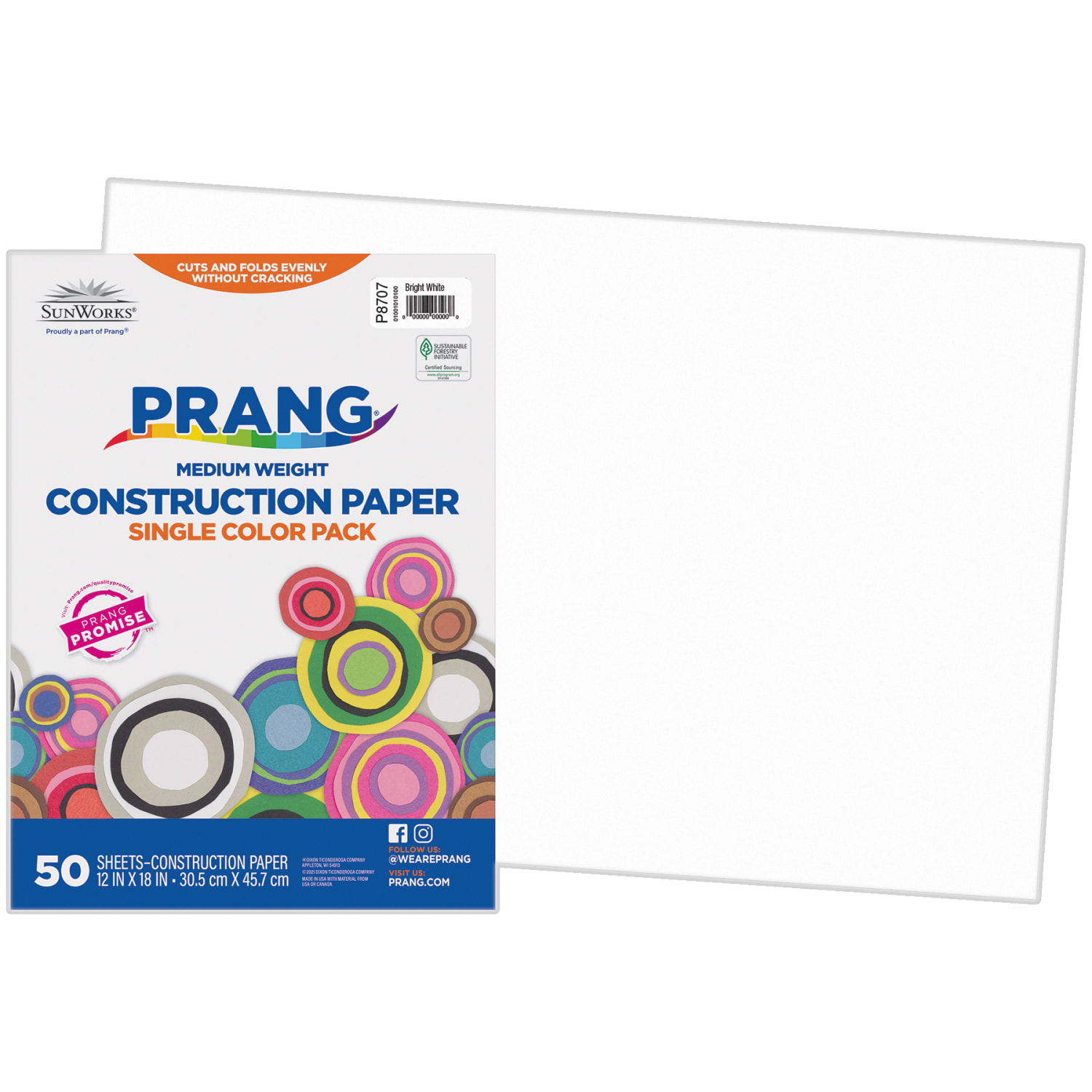 Prang Construction Paper, Medium Weight, 12in x 18in, Bright White, 50 Sheets Per Pack, Set Of 5 Packs - Image 3