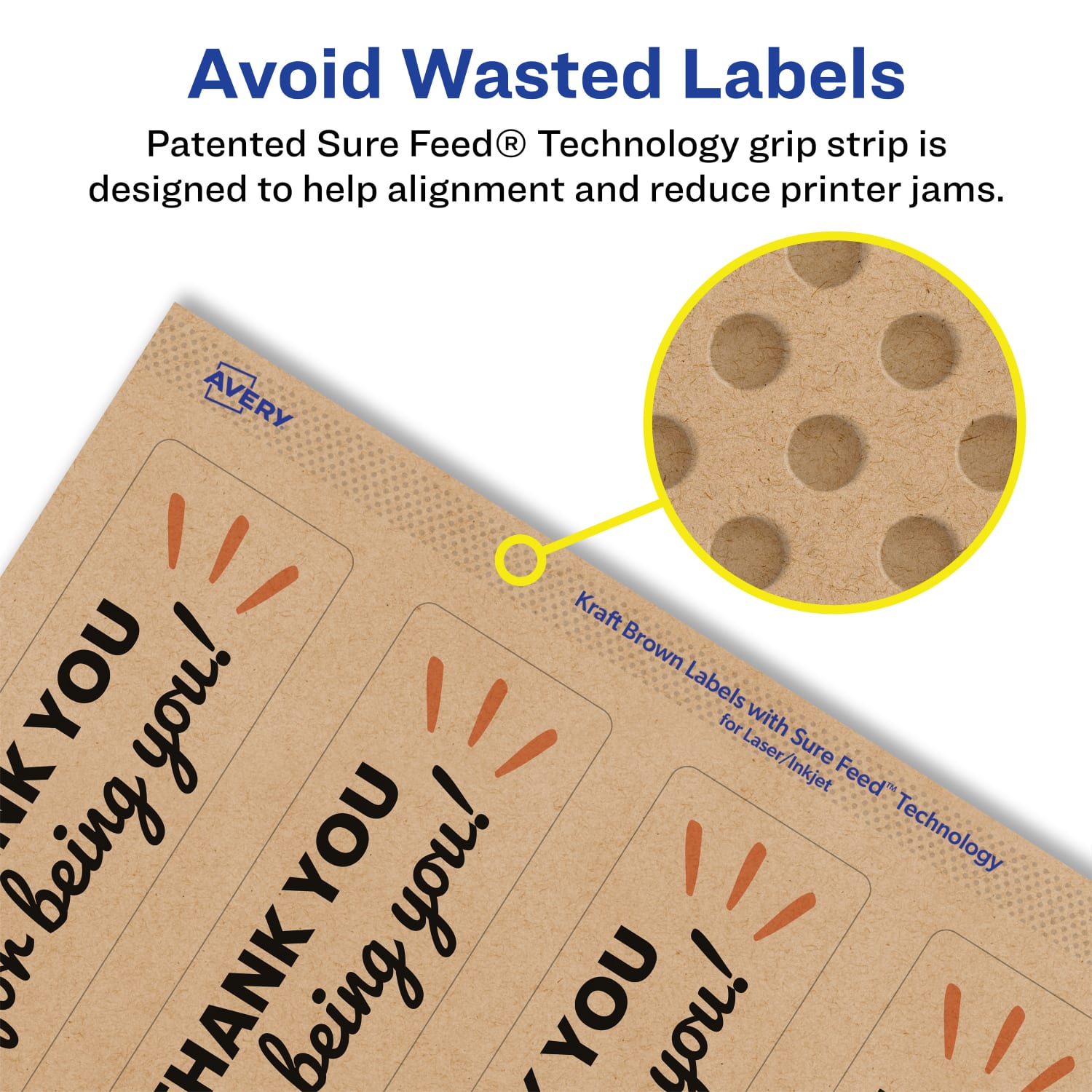 Avery Kraft Permanent Labels With Sure Feed, 94262-KMP50, Rectangle, 9-3/4in x 1-1/4in, Brown, Pack Of 250 - Image 5