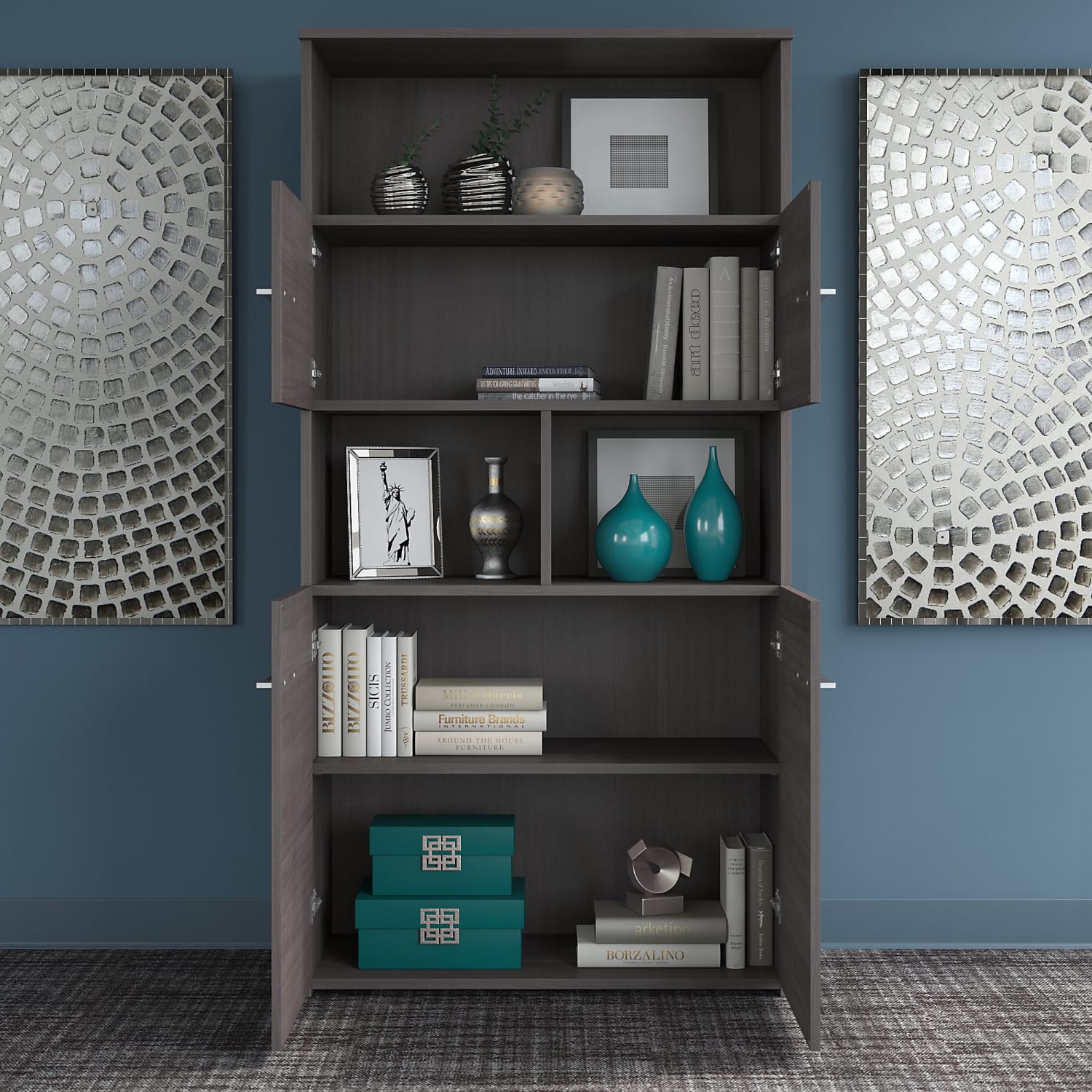 Bush Business Furniture Office 500 Electric Height-Adjustable Standing Desk With Storage And Bookcase, 72inW, Storm Gray, Standard Delivery - Image 6
