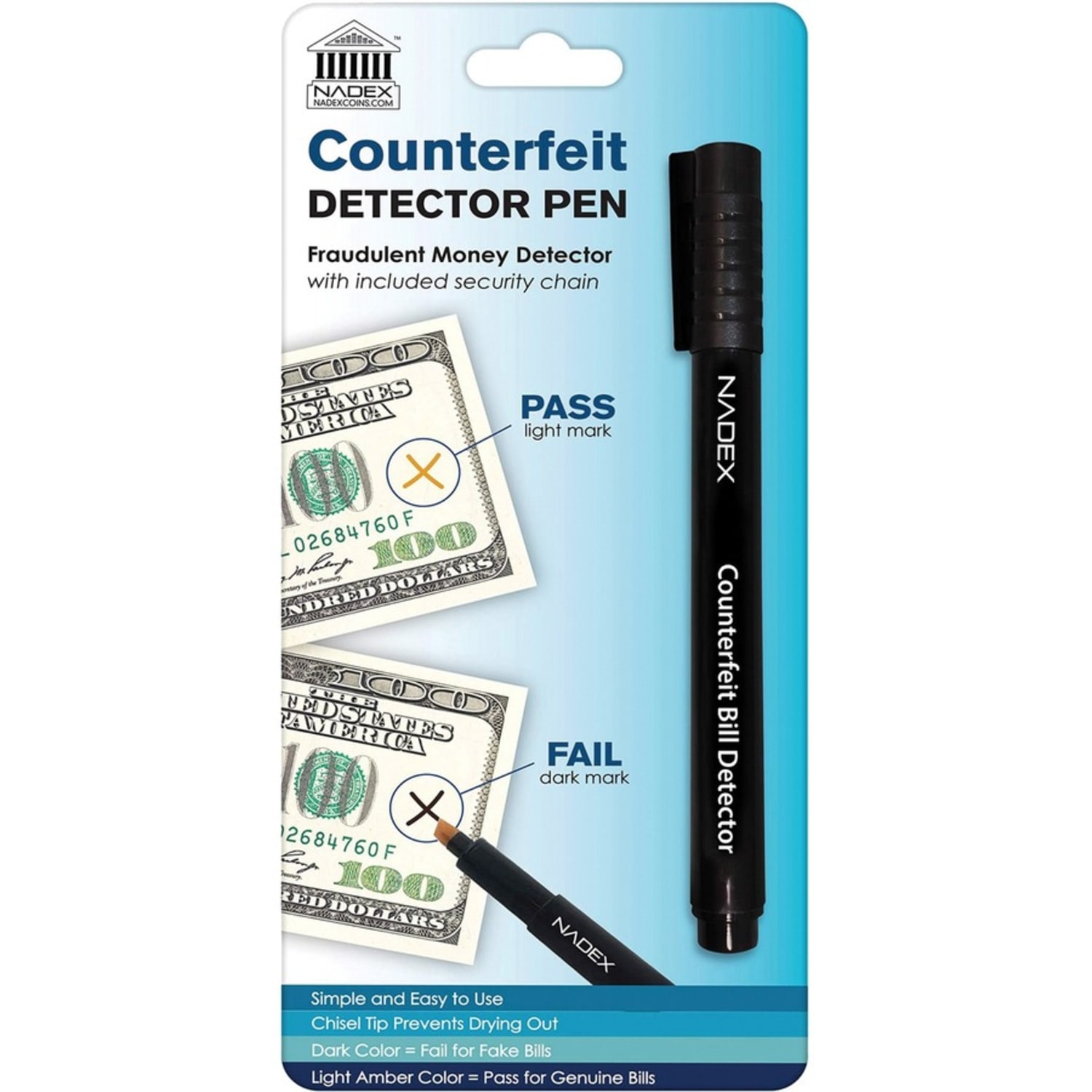 Nadex Coins Counterfeit Pen, 1 Pack - Iodine-based Solution - Black - 1 / Pack - Image 3