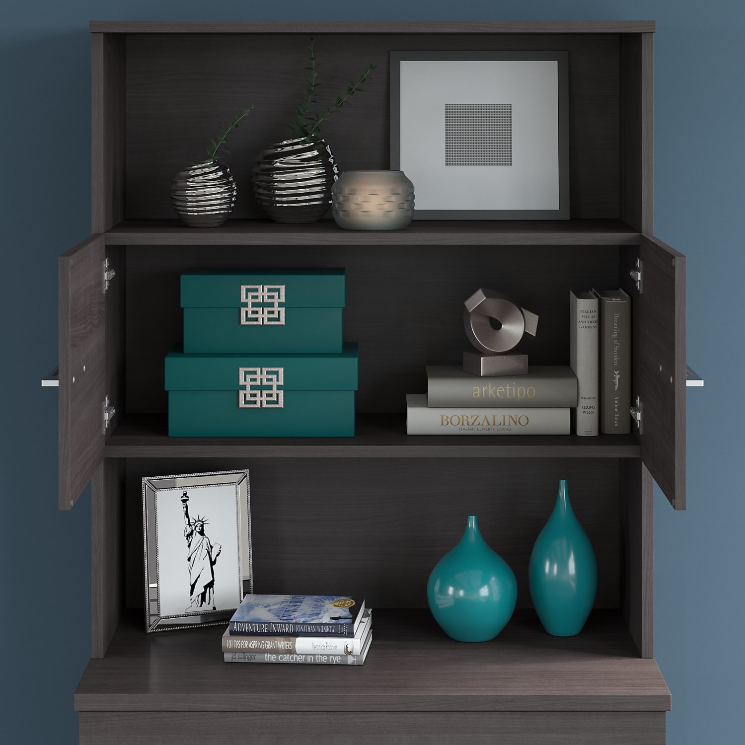 Bush Business Furniture Office 500 35-2/3inW x 23-1/3inD 2-Drawer Lateral File Cabinet With Hutch, Storm Gray, Standard Delivery - Partially Assembled - Image 4
