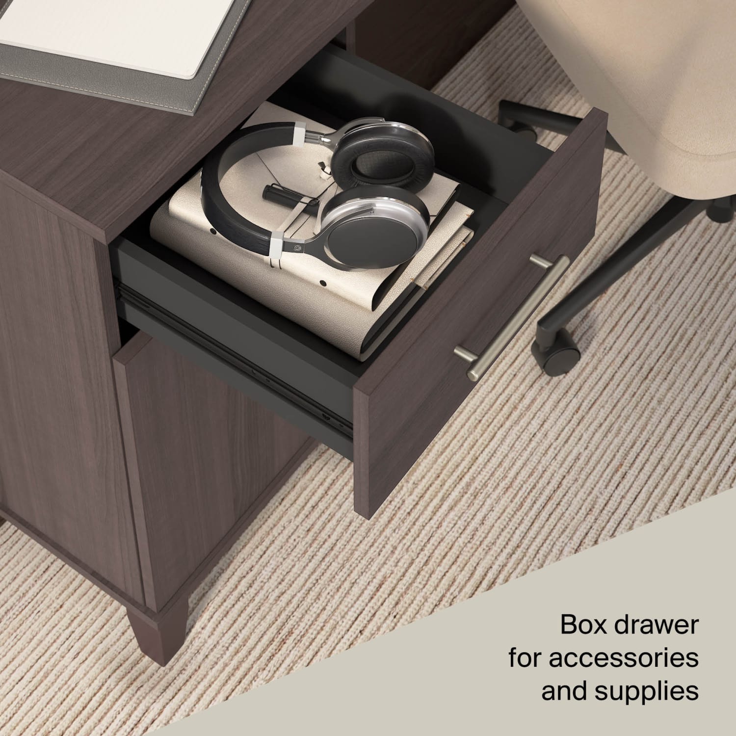 Bush Furniture Somerset 54inW Office Desk With Drawers, Storm Gray, Standard Delivery - Image 6