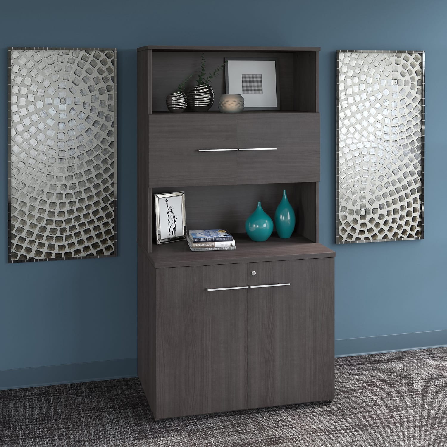 Bush Business Furniture Office 500 36inW Tall Storage Cabinet With Doors And Shelves, Storm Gray, Standard Delivery - Image 3