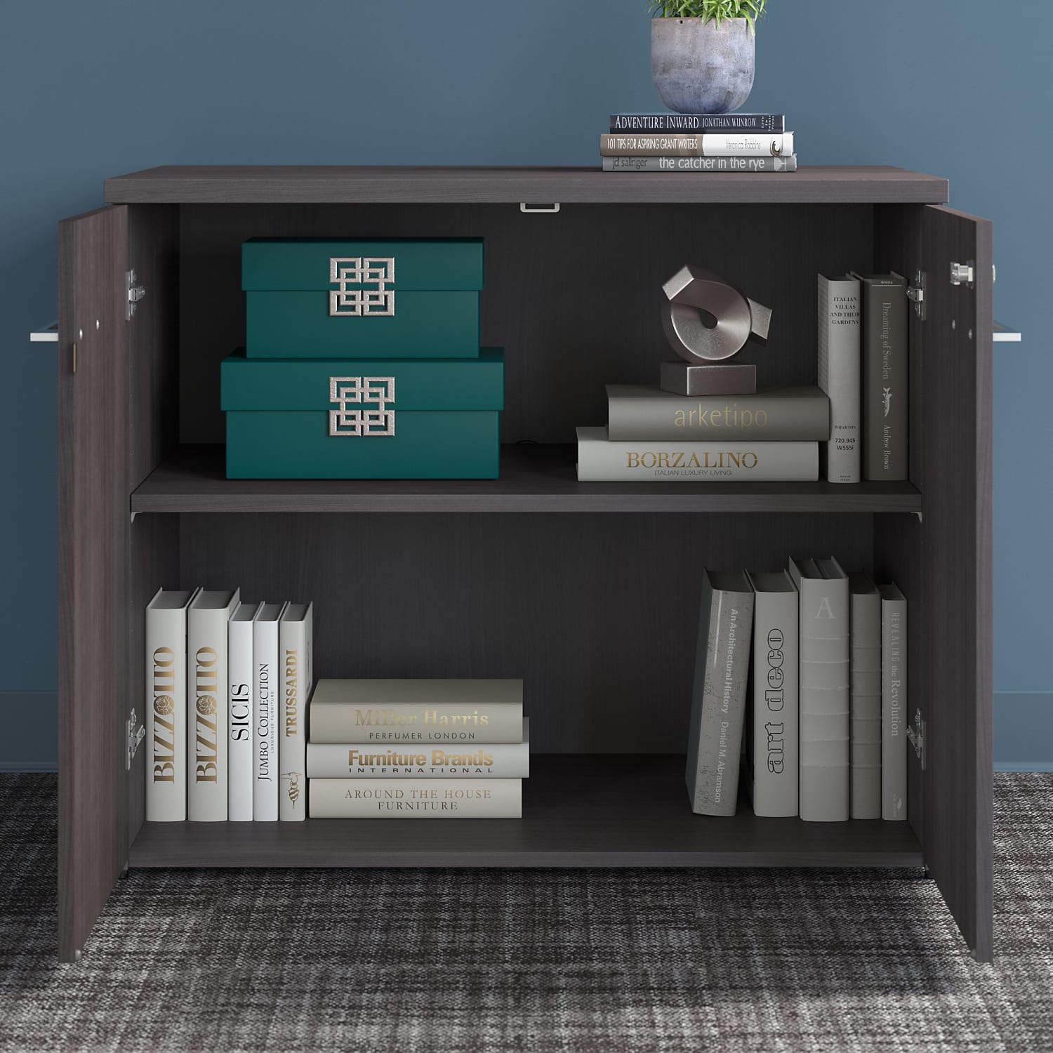 Bush Business Furniture Office 500 36inW Tall Storage Cabinet With Doors And Shelves, Storm Gray, Standard Delivery - Image 5