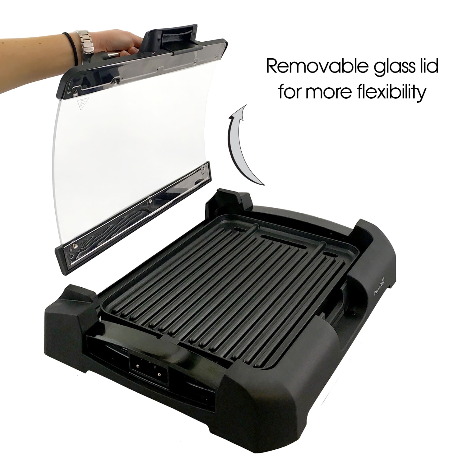 MegaChef 995101713M Dual Surface Reversible Indoor Grill And Griddle With Lid, Black - Image 4