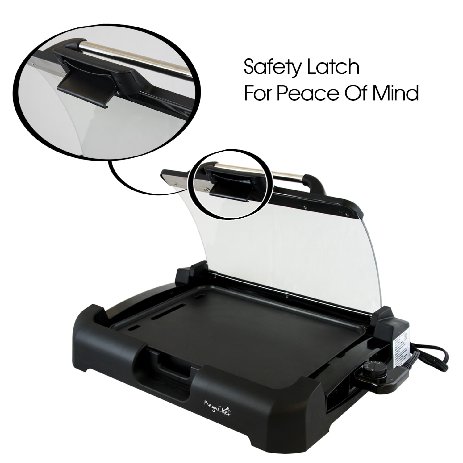 MegaChef 995101713M Dual Surface Reversible Indoor Grill And Griddle With Lid, Black - Image 5