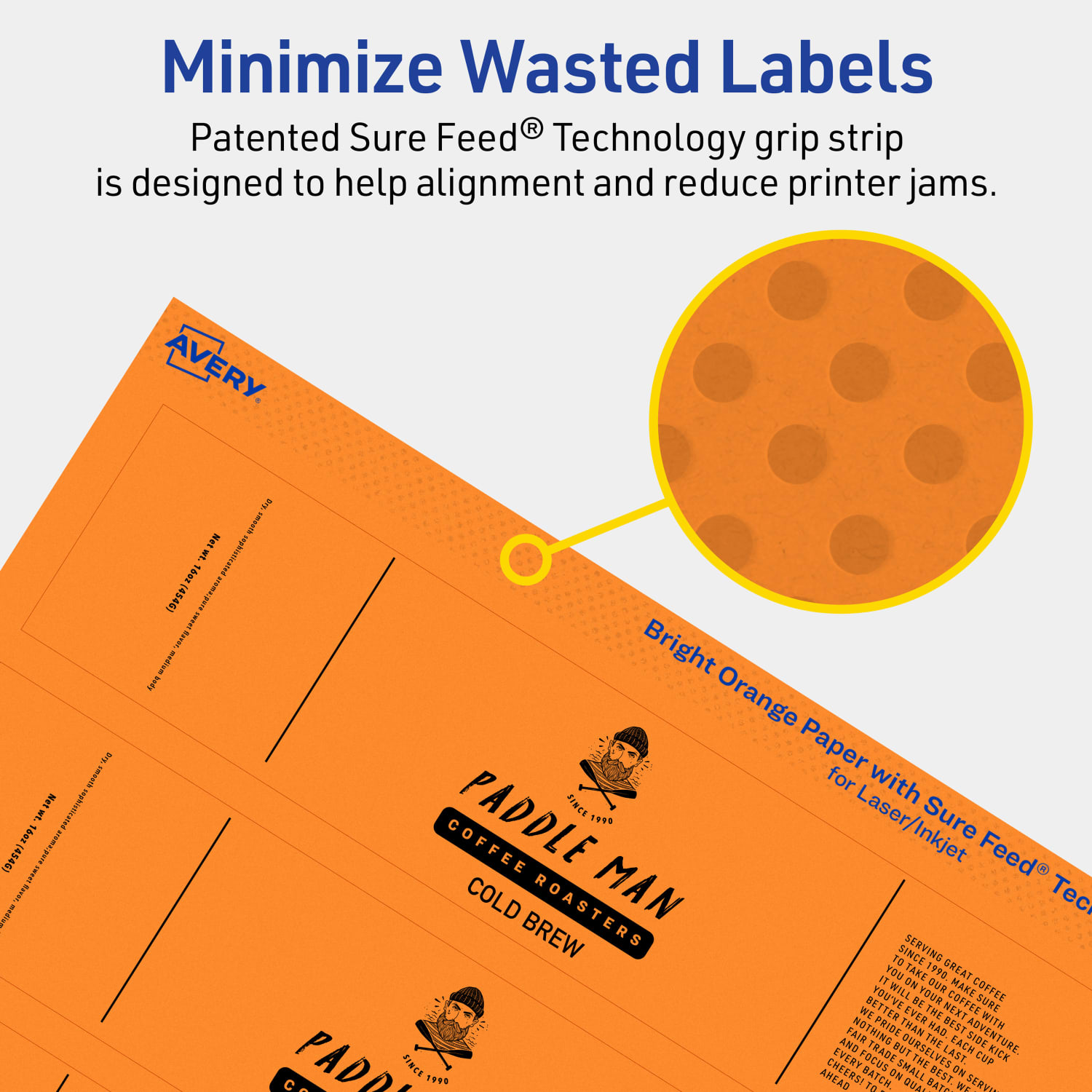 Avery Print-To-The-Edge Labels With Sure Feed Technology, 94225-BOP10, Rectangle, 1in x 7in, Matte Bright Orange, Pack of 80 - Image 5