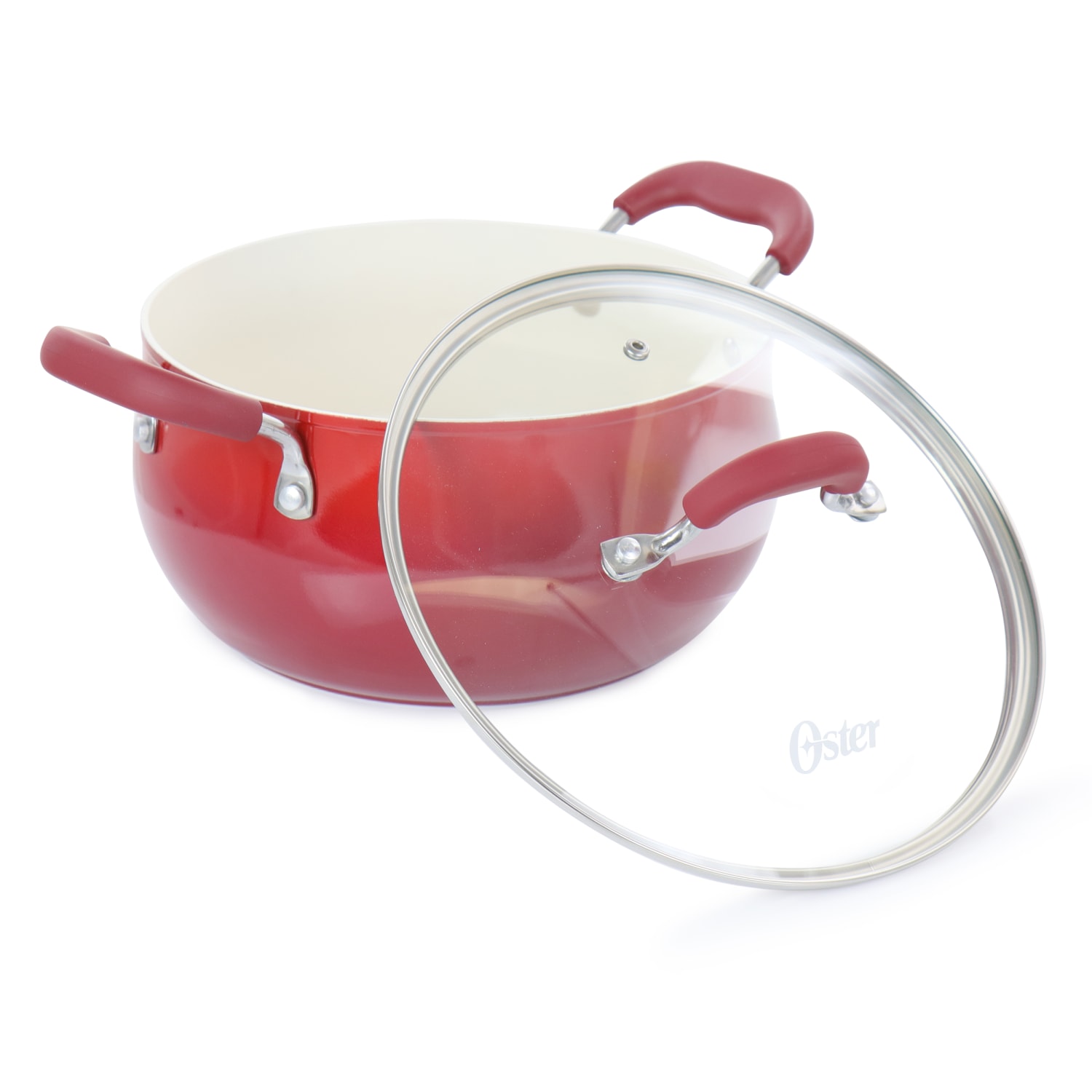Oster Corbett 5.4 Qt Non-Stick Aluminum Dutch Oven, Red - Image 6