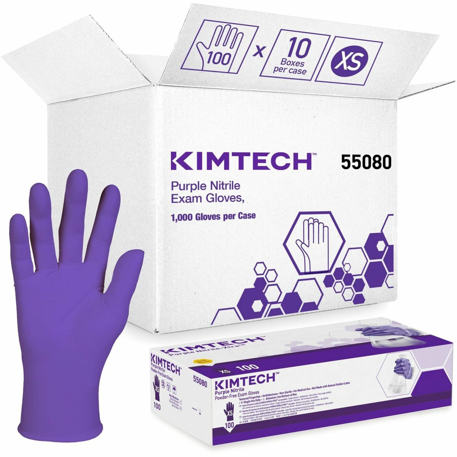 KIMTECH Powder-Free Nitrile Exam Gloves, X-Small, Purple, 100 Per Box, Case Of 10 Boxes - Image 4
