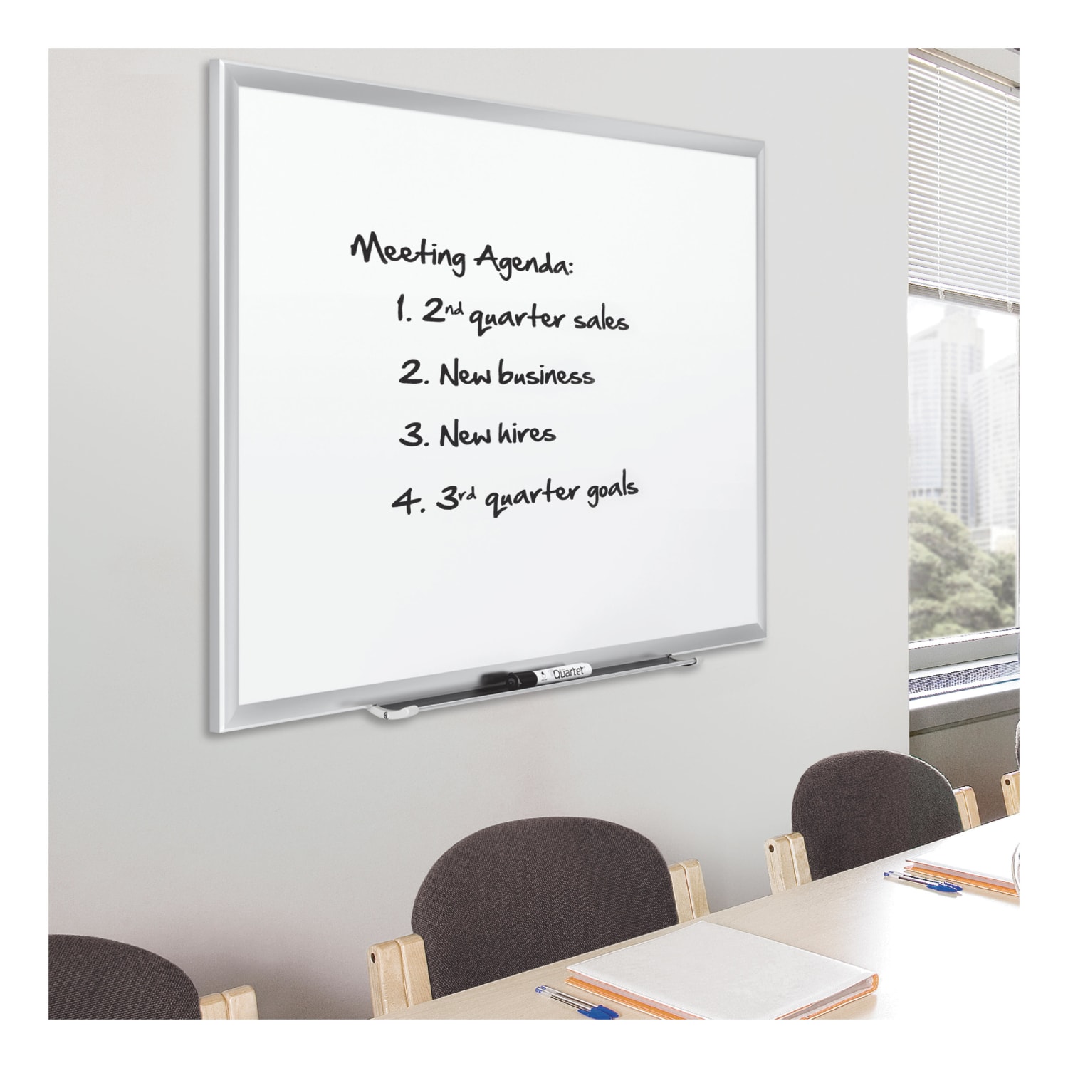 Quartet Magnetic Porcelain Dry-Erase Whiteboard, 48in x 72in, Aluminum Frame With Silver Finish - Image 3
